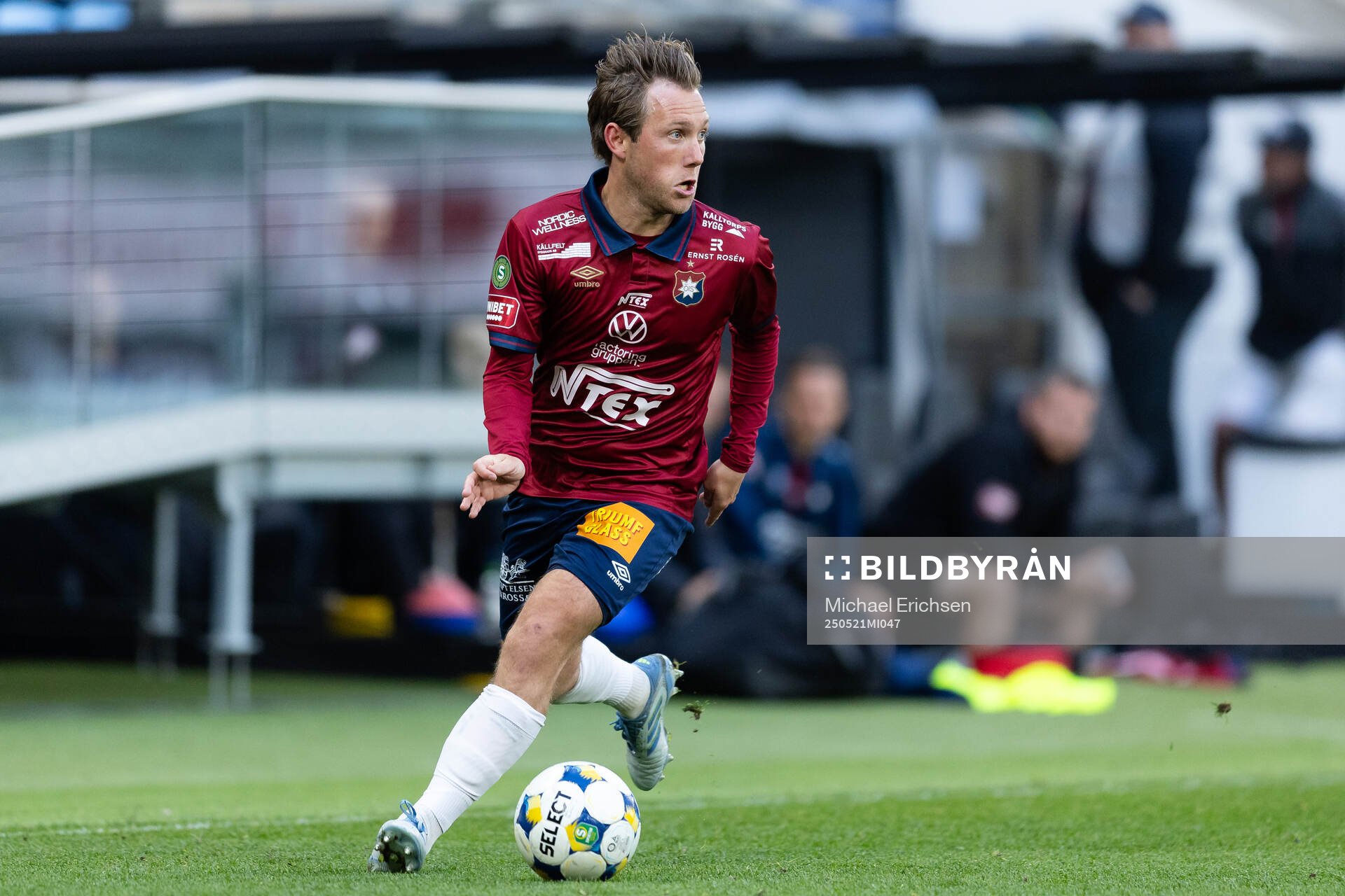 Örgrytes William Kenndal under fotbollsmatchen i Superettan mellan Örgryte och Sandvikens IF den 21 maj 2025 i Göteborg. 