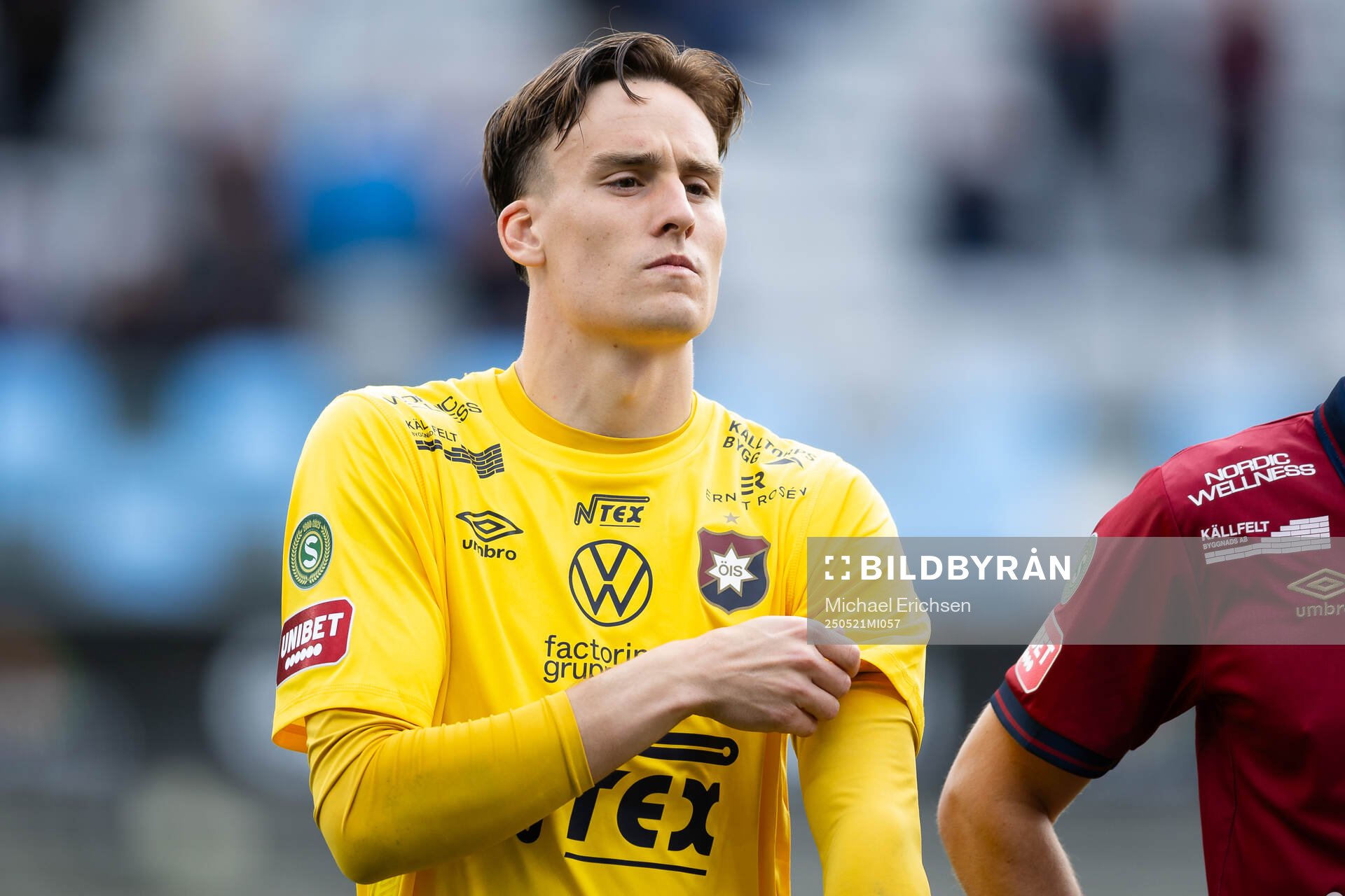 Örgrytes målvakt Hampus Gustafsson inför fotbollsmatchen i Superettan mellan Örgryte och Sandvikens IF den 21 maj 2025 i Göteborg. 