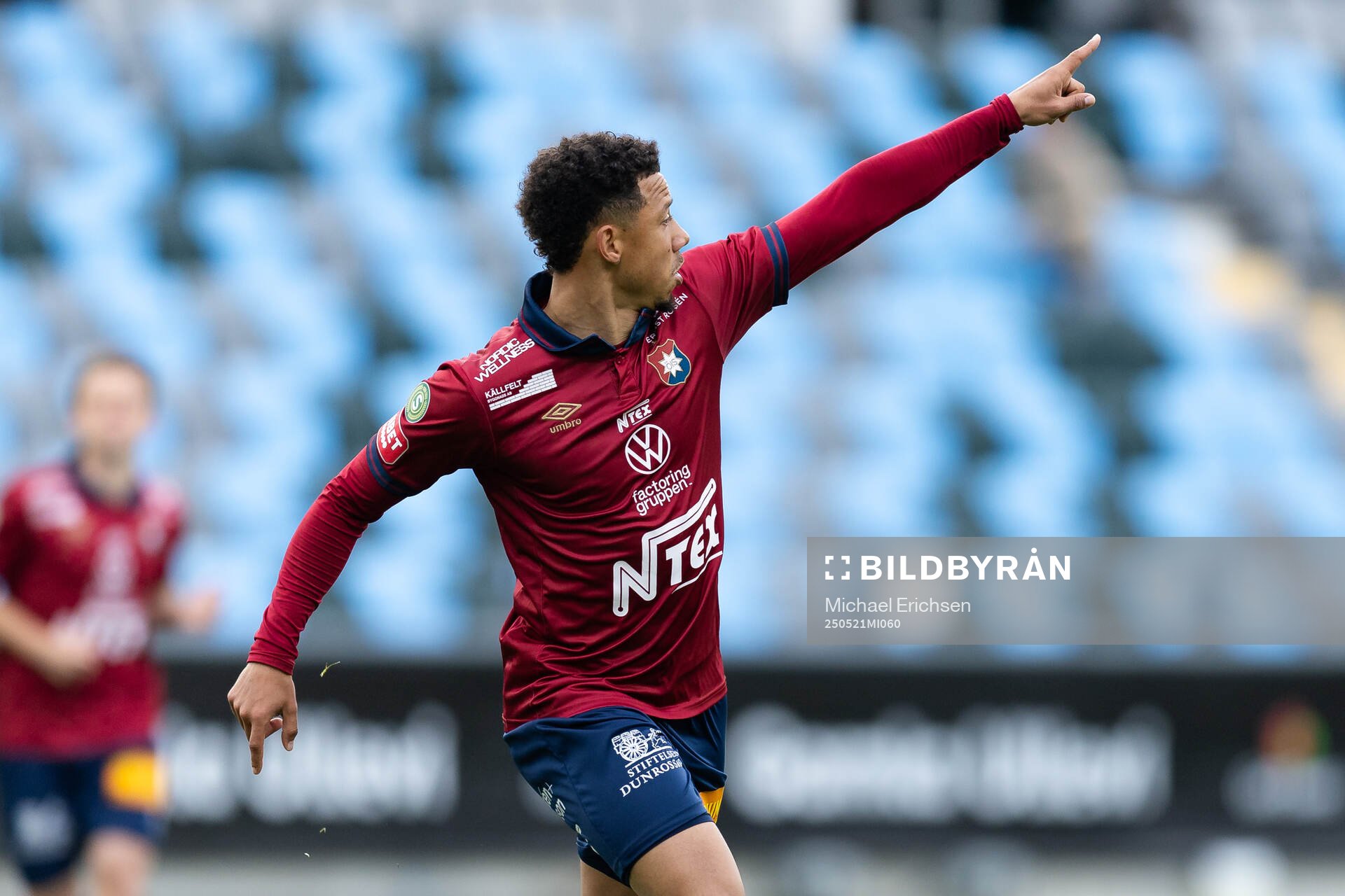 Örgrytes Tobias Sana jublar efter 1-0 under fotbollsmatchen i Superettan mellan Örgryte och Sandvikens IF den 21 maj 2025 i Göteborg.