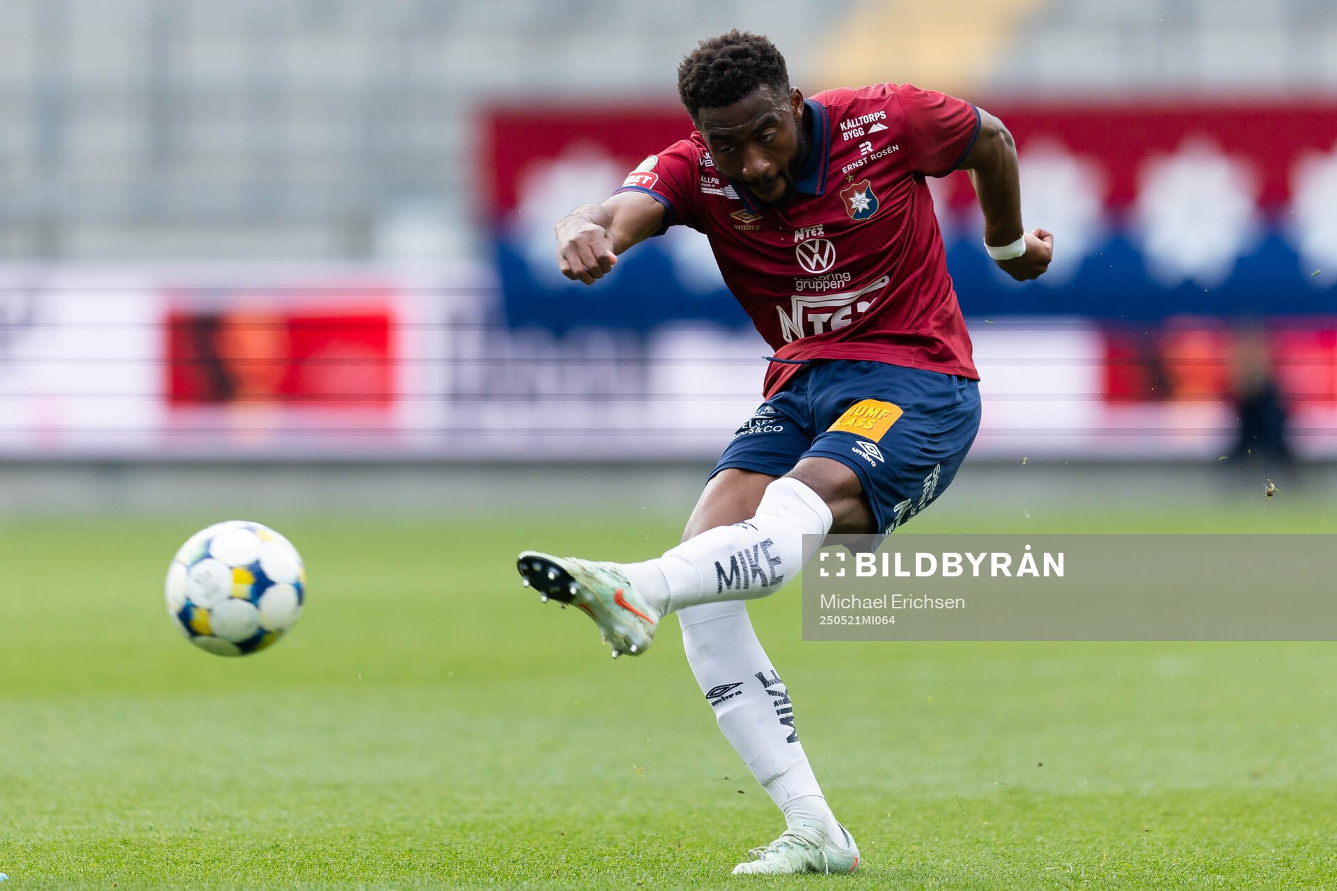 Örgrytes Haladj-Madiou Keita under fotbollsmatchen i Superettan mellan Örgryte och Sandvikens IF den 21 maj 2025 i Göteborg. 