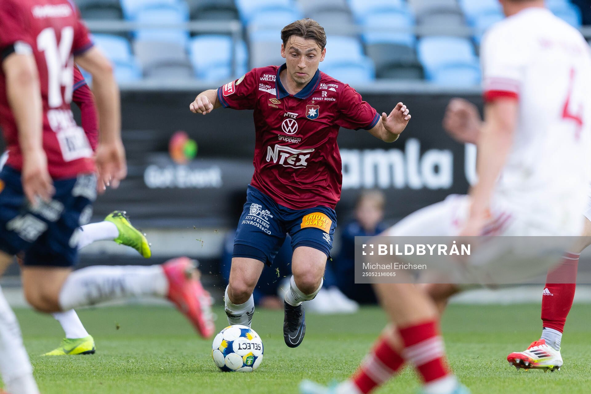 Örgrytes William Svensson under fotbollsmatchen i Superettan mellan Örgryte och Sandvikens IF den 21 maj 2025 i Göteborg. 