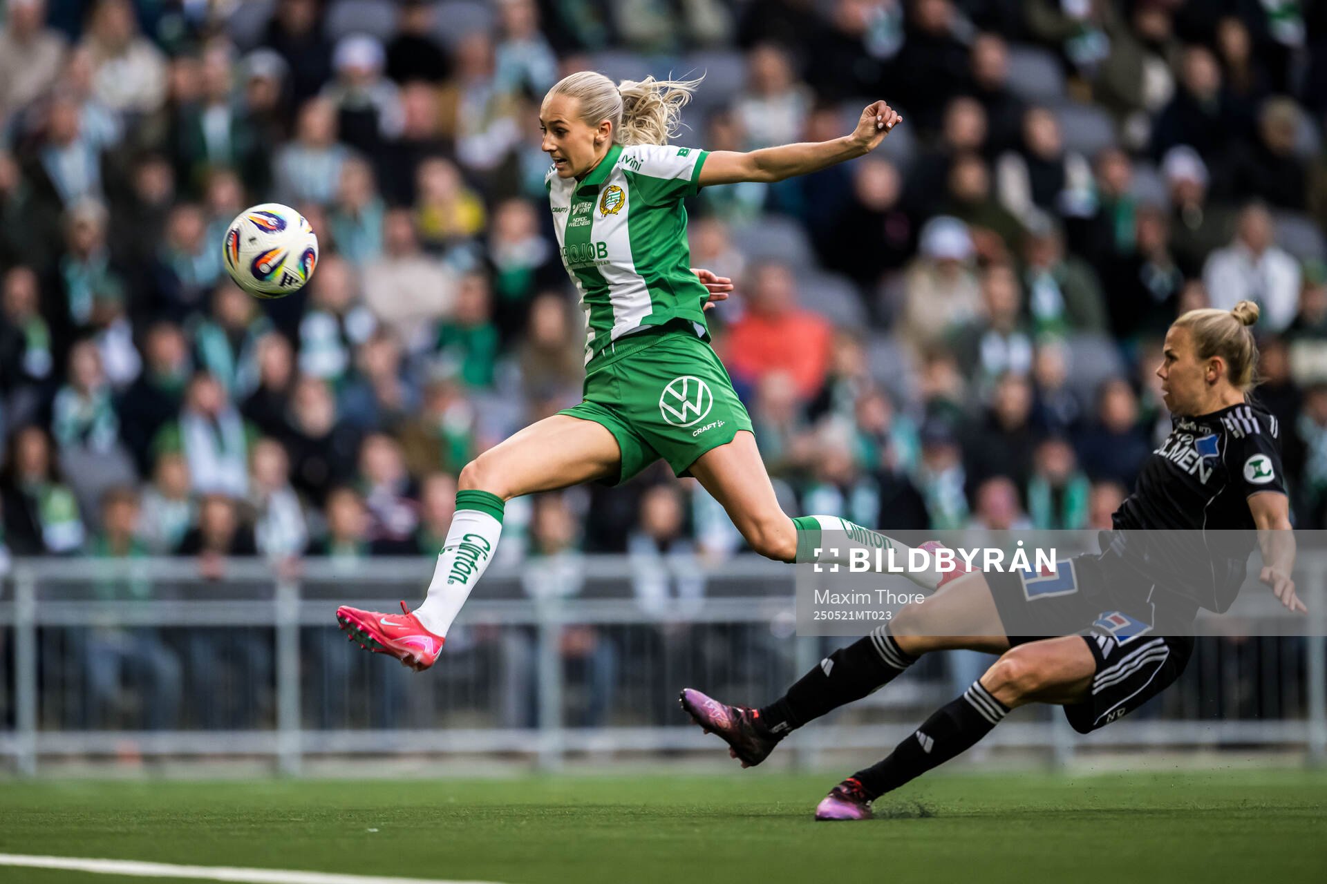 Hammarbys Ellen Wangerheim gör 1-0 under finalen i Svenska Cupen mellan Hammarby och IFK Norrköping den 21 maj 2025 i Stockholm.