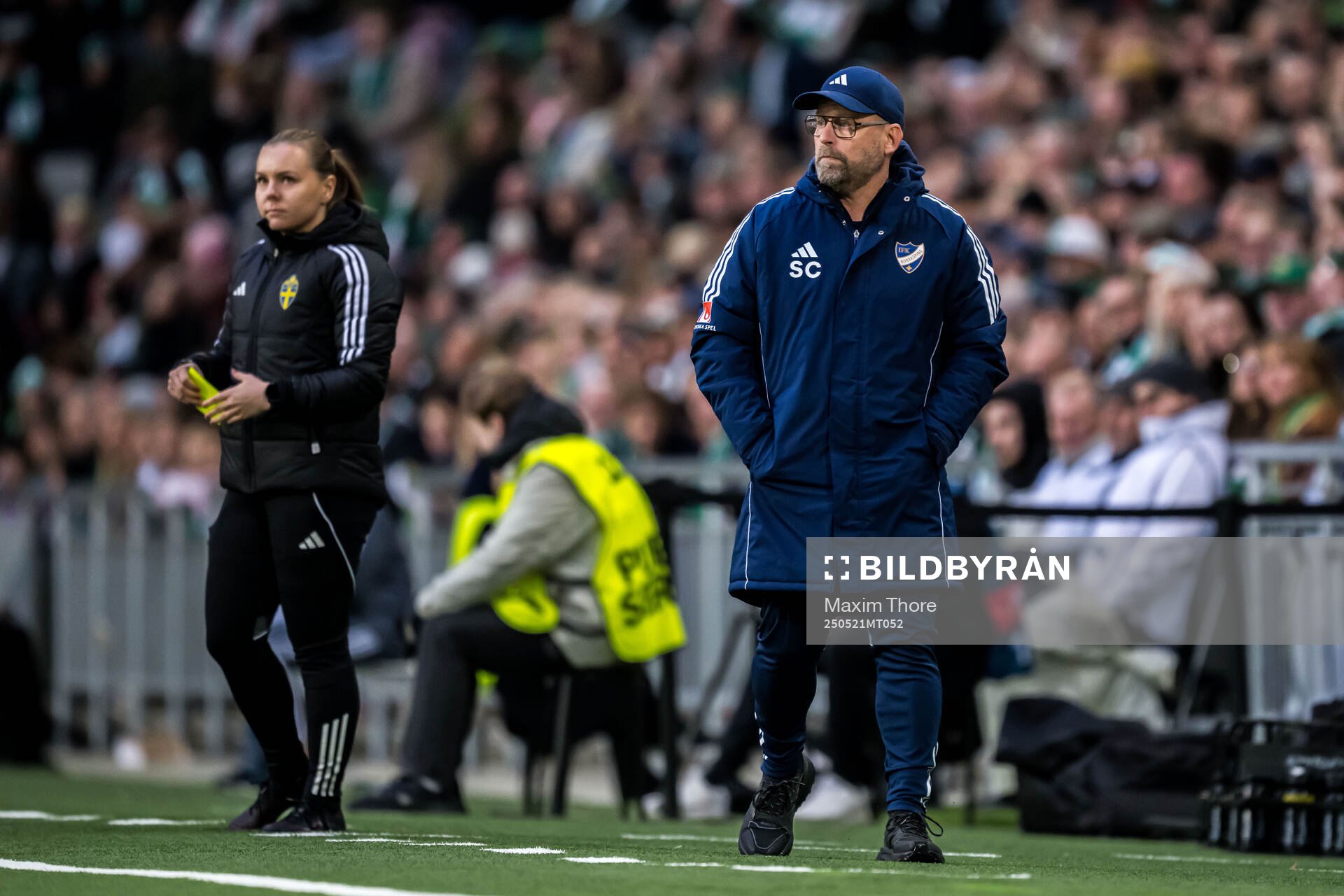 IFK Norrköpings tränare Stellan Carlsson under finalen i Svenska Cupen mellan Hammarby och IFK Norrköping den 21 maj 2025 i Stockholm.