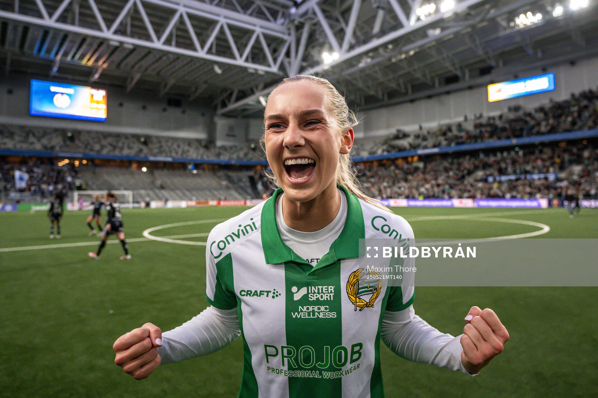 Hammarbys Ellen Wangerheim jublar efter finalen i Svenska Cupen mellan Hammarby och IFK Norrköping den 21 maj 2025 i Stockholm.