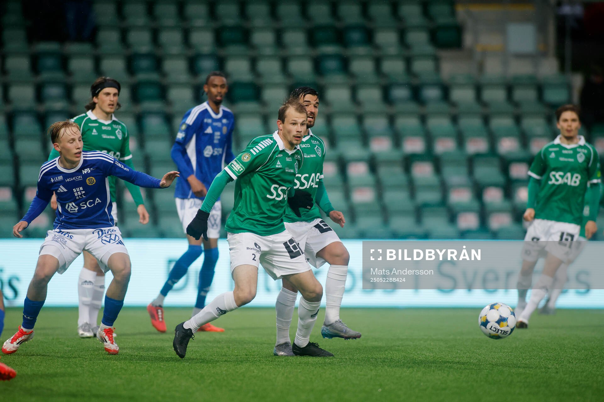 Brages Alexander Zetterström under fotbollsmatchen i Superettan mellan GIF Sundsvall och Brage den 22 maj 2025 i Sundsvall. 