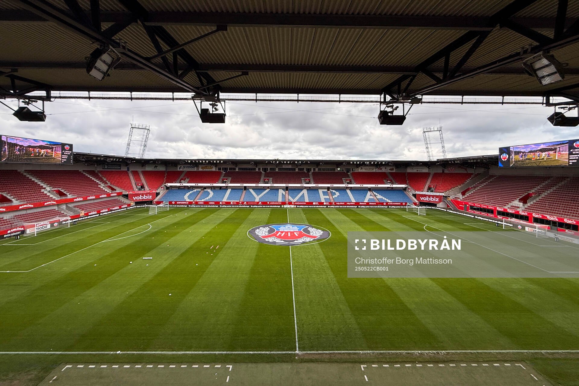 Olympia interiör inför fotbollsmatchen i Superettan mellan Helsingborg och Oddevold den 22 maj 2025 i Helsingborg. 
