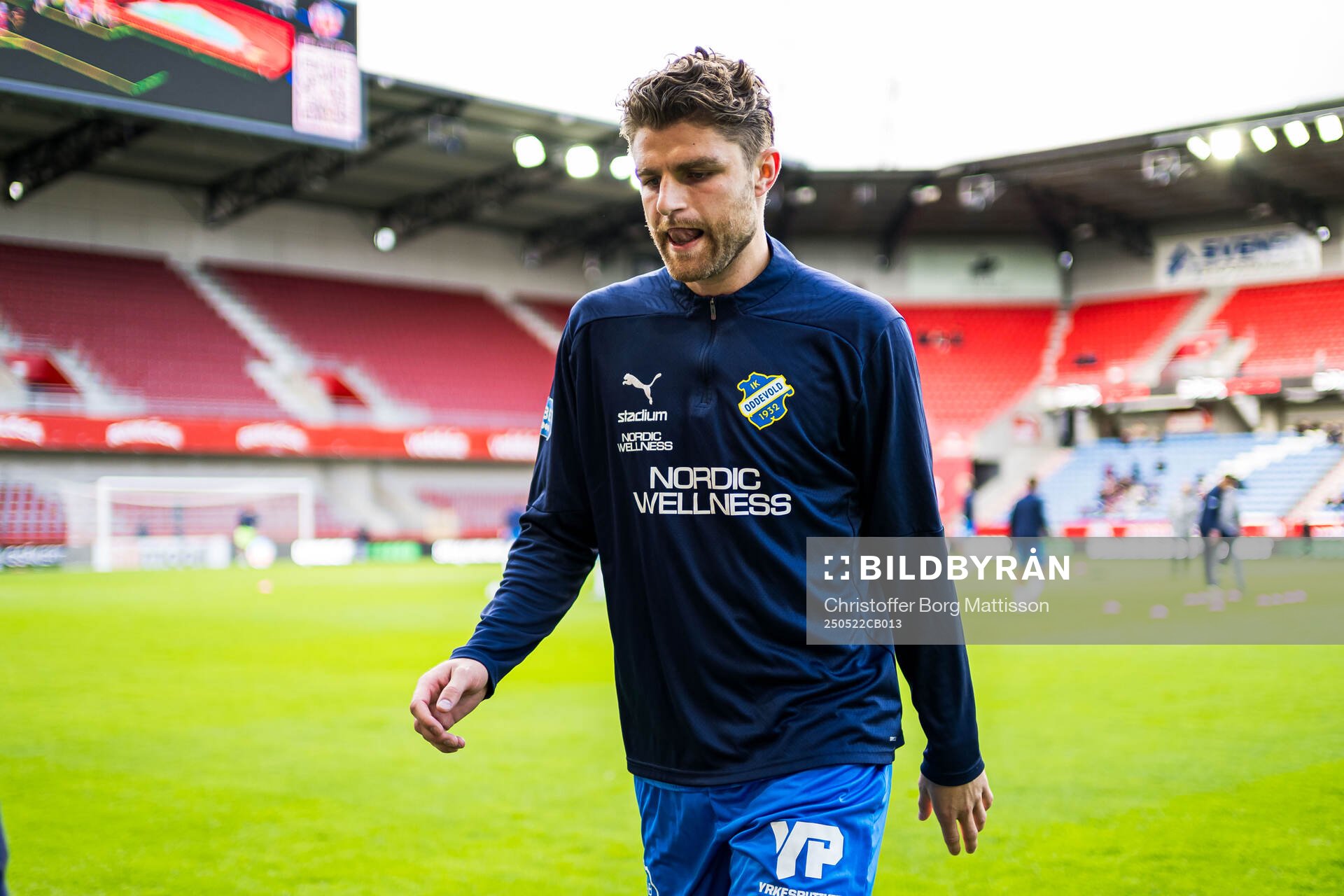 Oddevolds Erik Hedenquist inför fotbollsmatchen i Superettan mellan Helsingborg och Oddevold den 22 maj 2025 i Helsingborg.