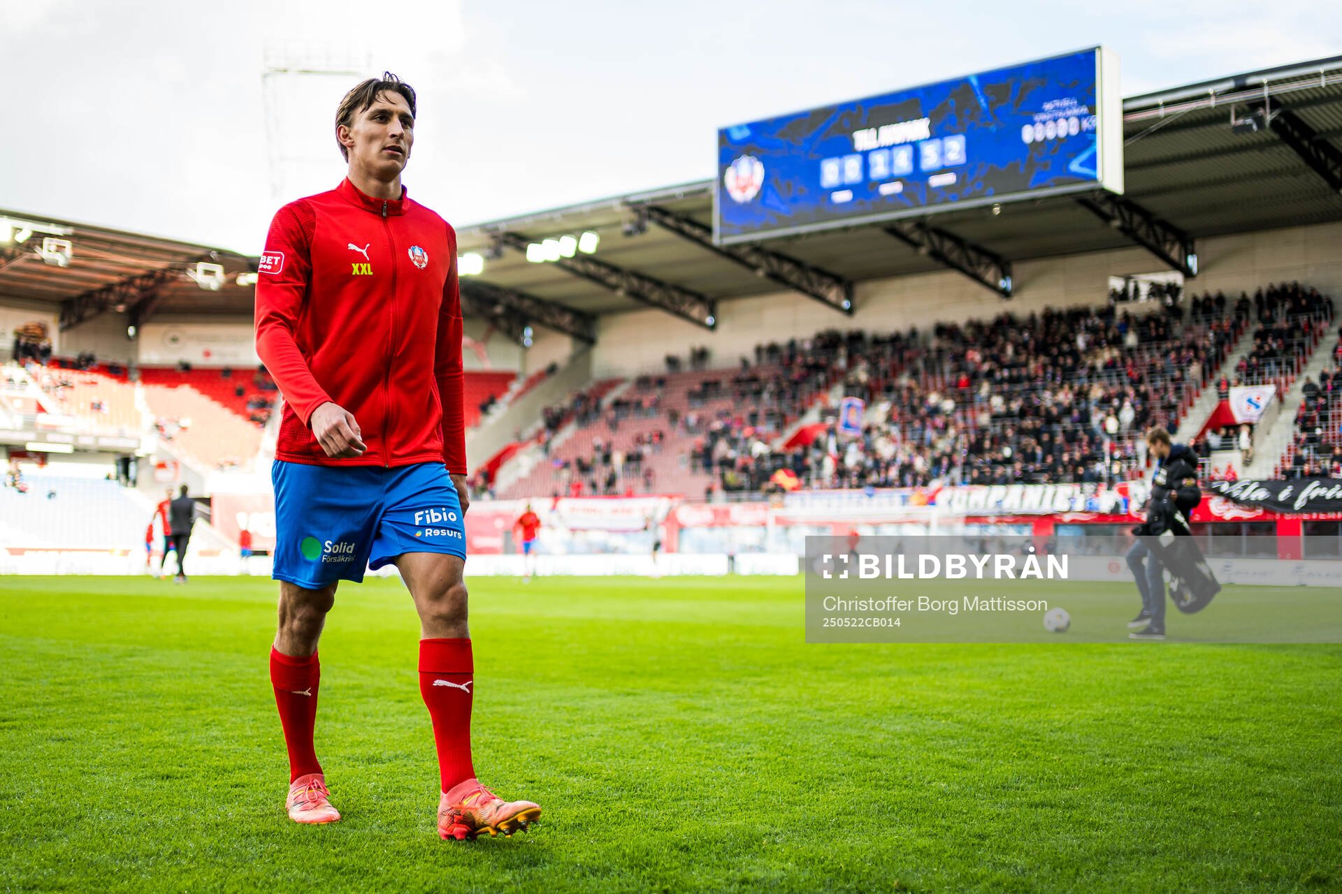Helsingborgs Wilhelm Nilsson inför fotbollsmatchen i Superettan mellan Helsingborg och Oddevold den 22 maj 2025 i Helsingborg.