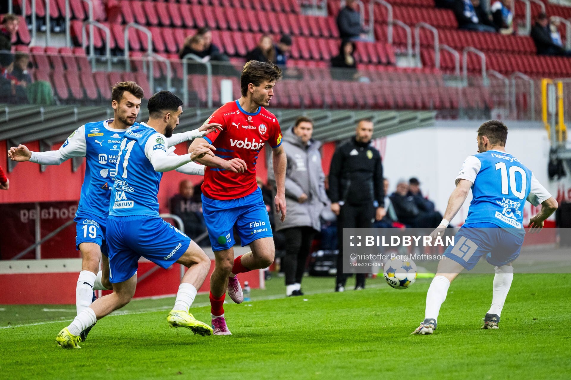 Helsingborgs Wilhelm Loeper under fotbollsmatchen i Superettan mellan Helsingborg och Oddevold den 22 maj 2025 i Helsingborg.