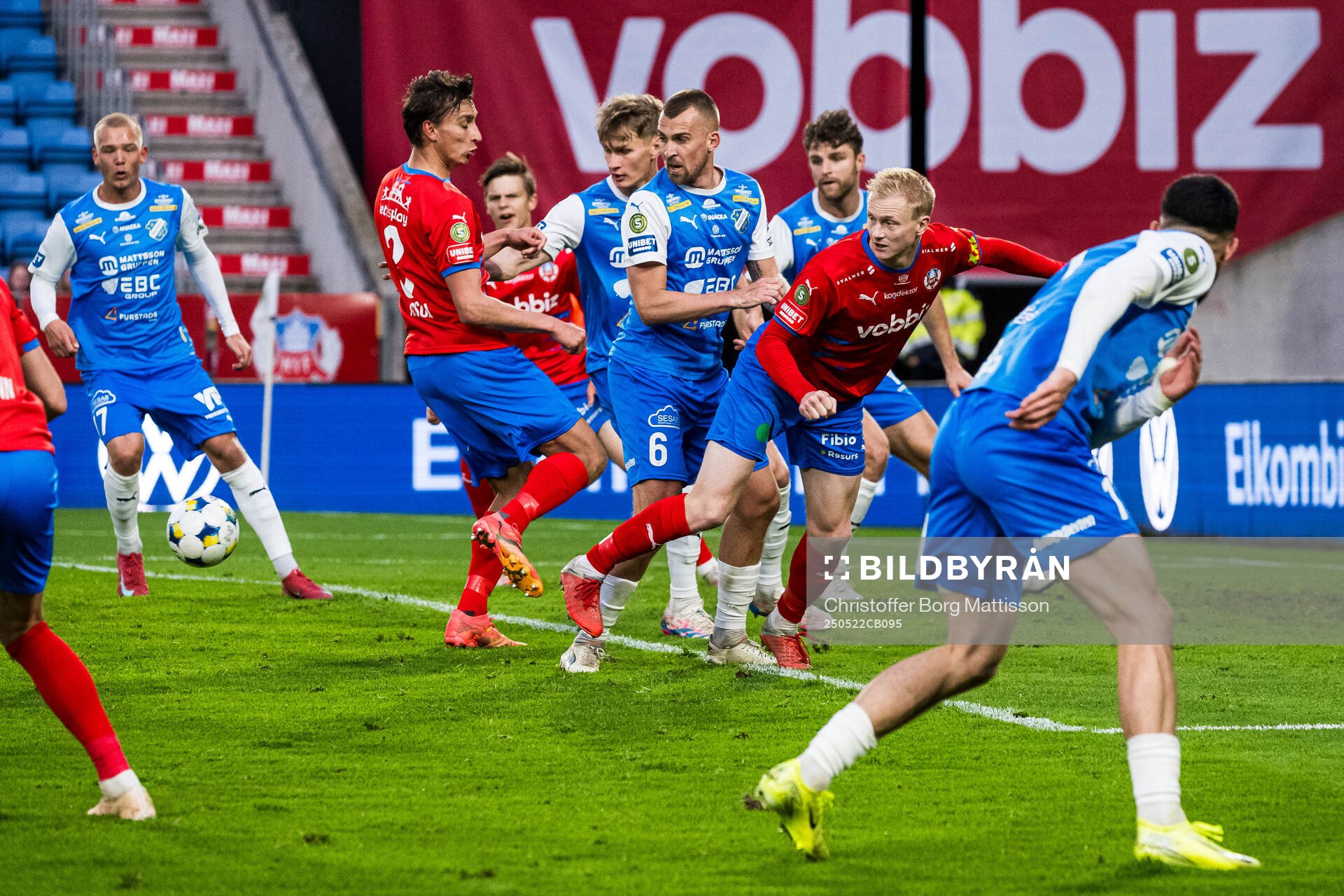 Helsingborgs Oscar Aga under fotbollsmatchen i Superettan mellan Helsingborg och Oddevold den 22 maj 2025 i Helsingborg. 