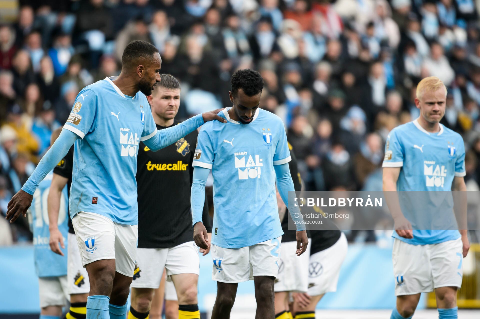 Malmö FFs Isaac Kiese Thelin, Taha Ali och Otto Rosengren