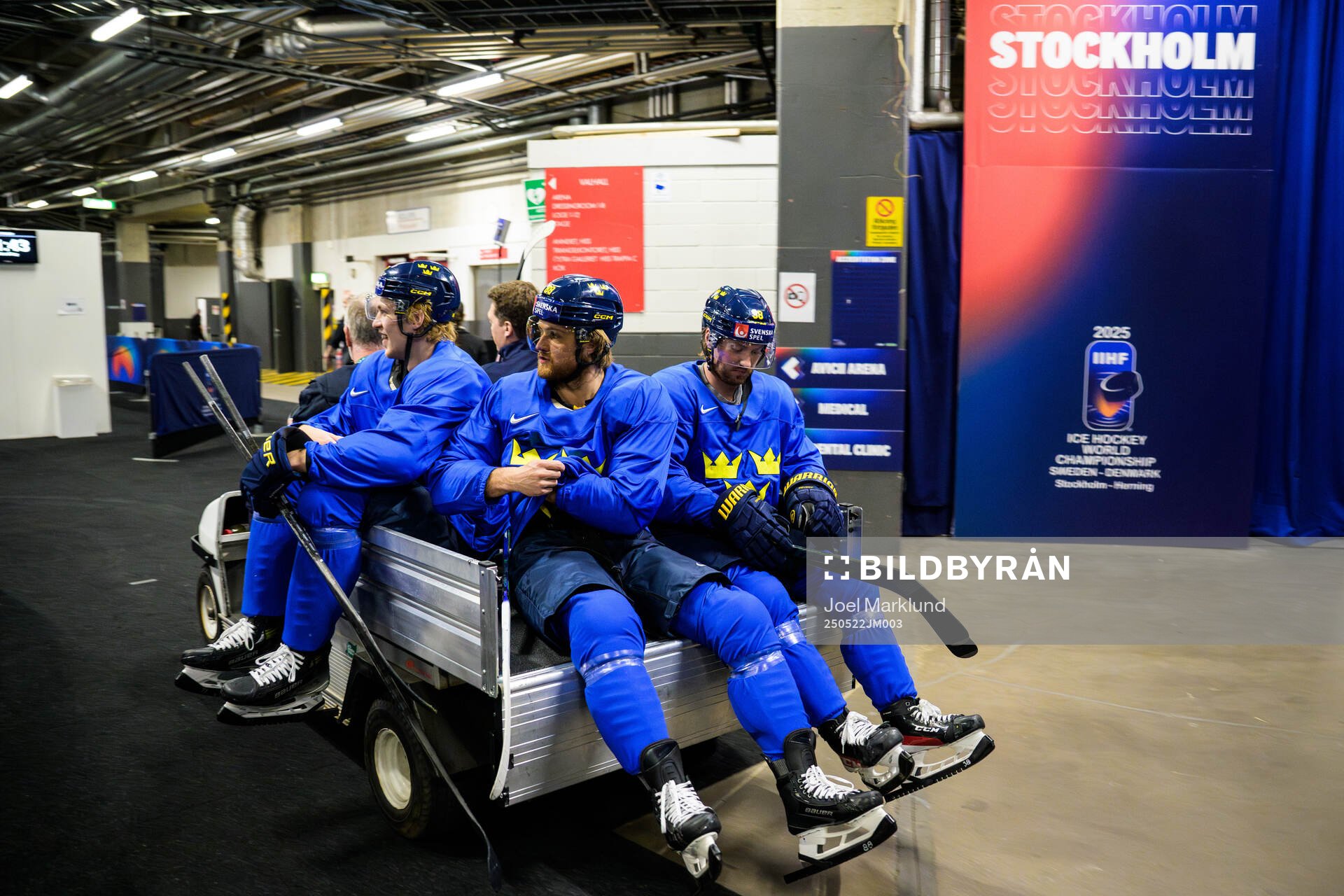 Simon Edvinsson, William Nylander and Rasmus Sandin of