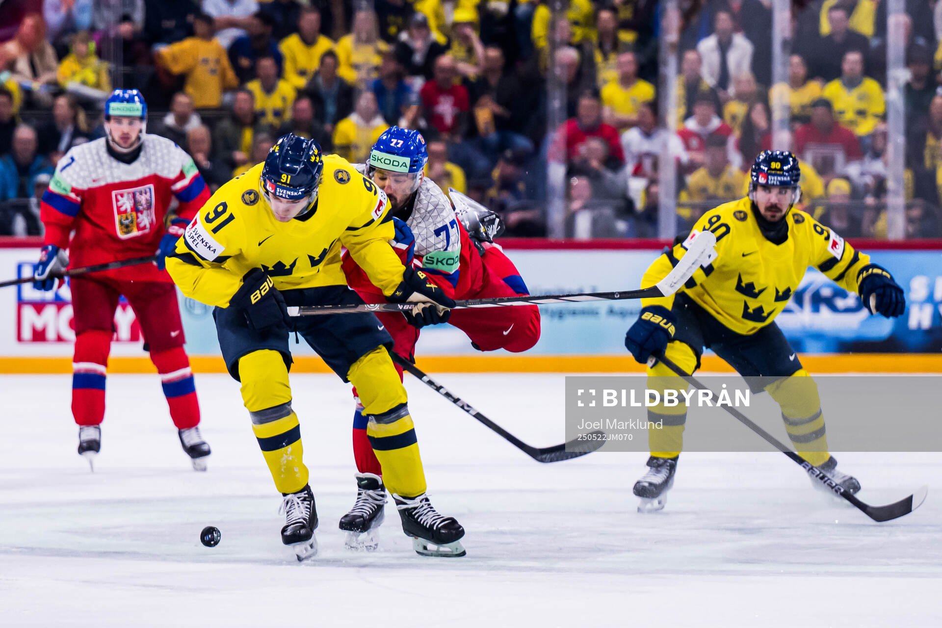 Marcus Johansson of Sweden and Filip Pyrochta of Czech
