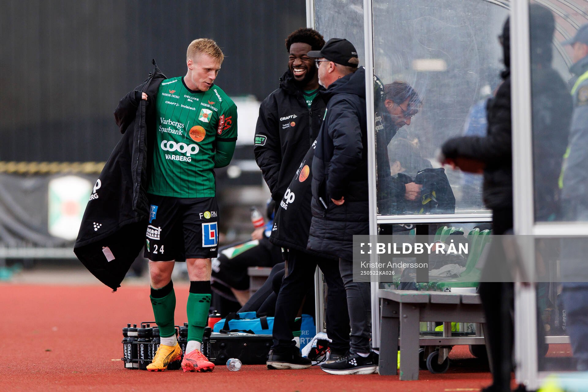 Varbergs Emil Hellman under fotbollsmatchen i Superettan mellan Varberg och Landskrona den 22 maj 2025 i Varberg. 