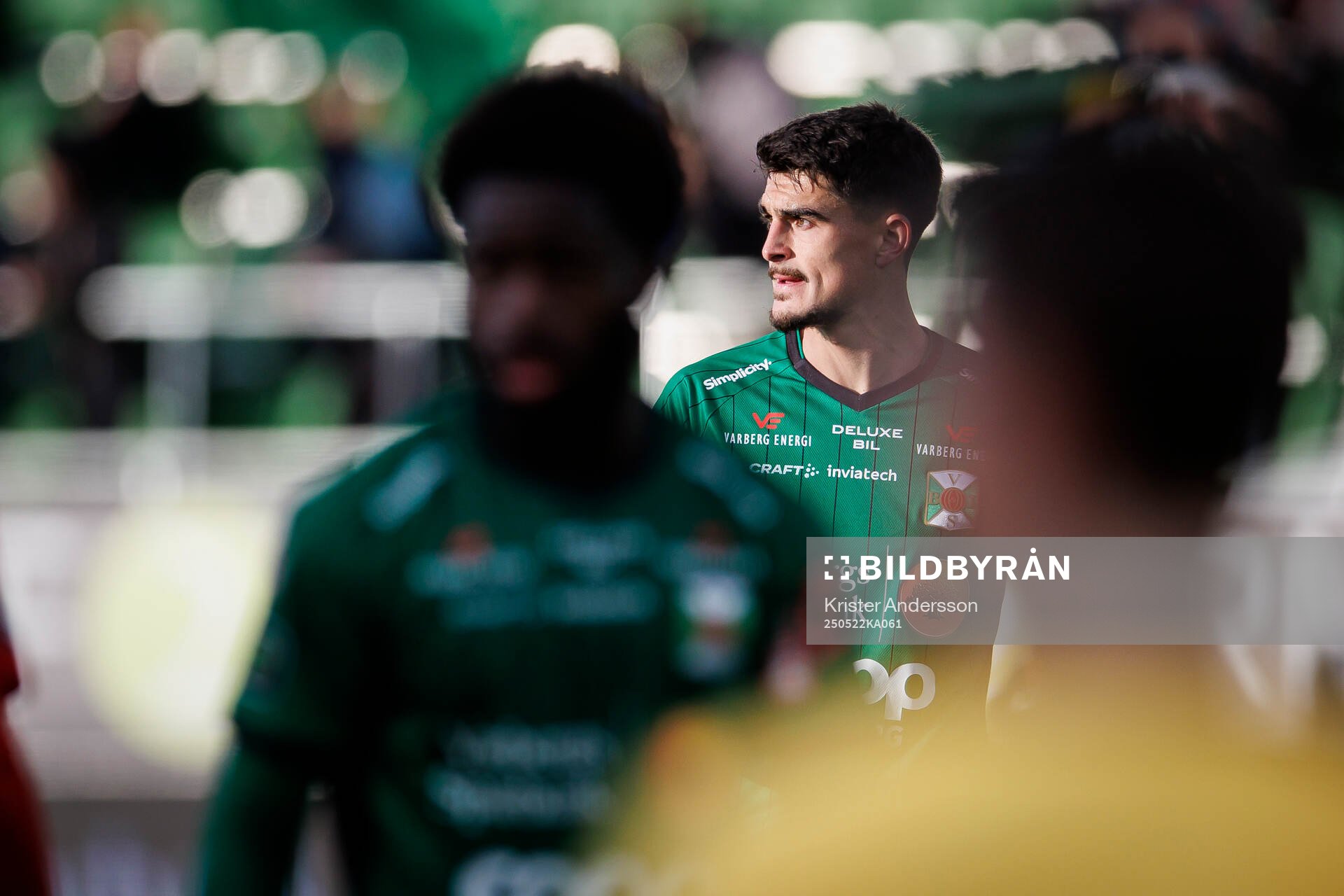 Varbergs Marc Ante Tokich under fotbollsmatchen i Superettan mellan Varberg och Landskrona den 22 maj 2025 i Varberg. 