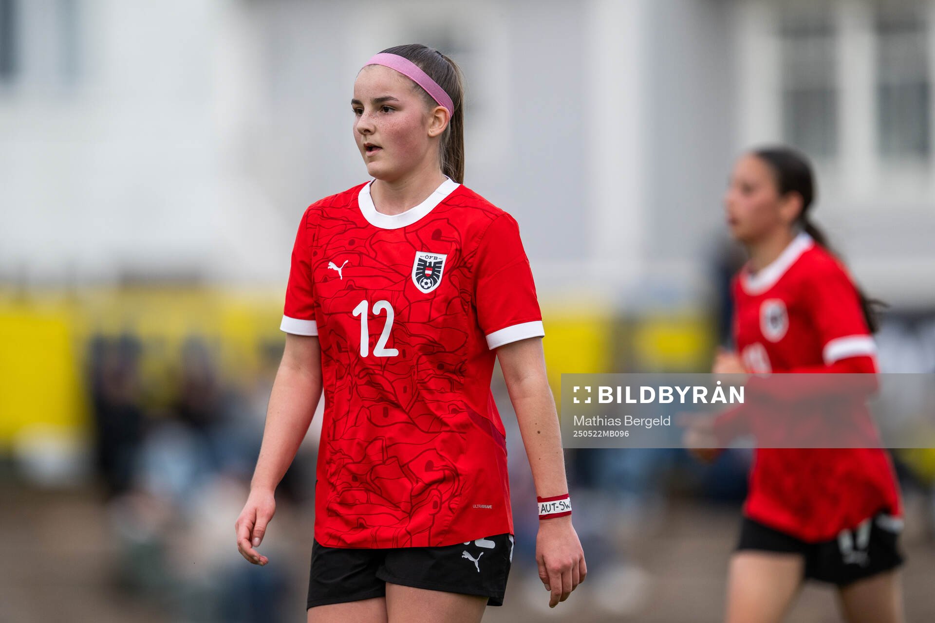 Österrikes Marie Breitwieser under F16-landskampen i fotboll mellan Sverige och Österrike den 22 maj 2025 i Smögen. 