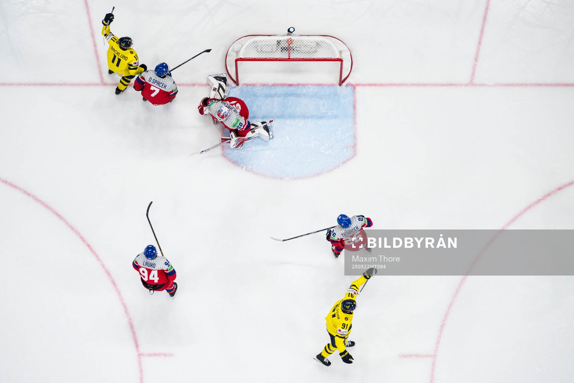 Leo Carlsson and Mikael Backlund of Sweden celebrate the