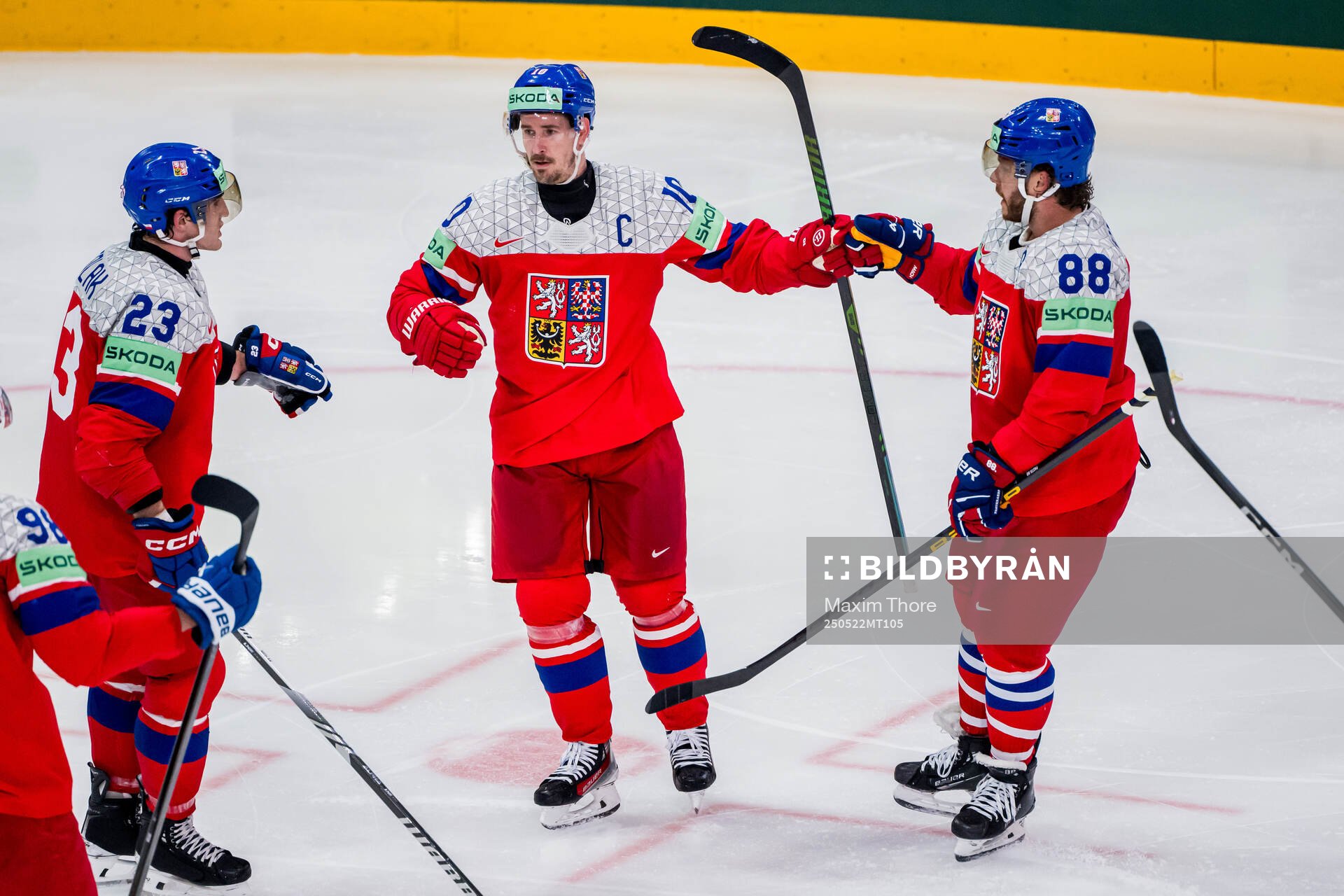 Lukas Sedlak, Roman Cervenka and David Pastrnak of Czech