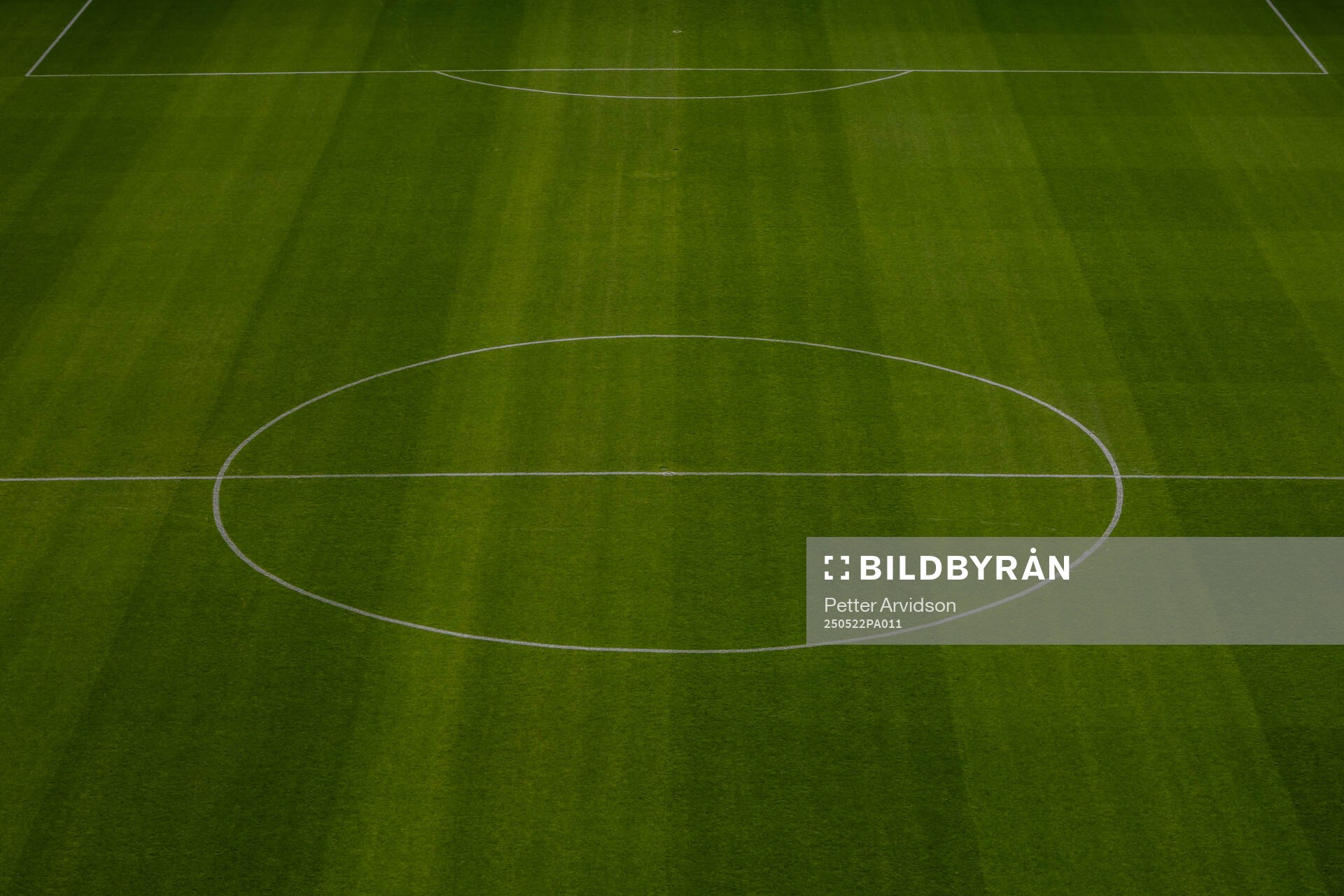 Gräsmattan på Eleda Stadion inför fotbollsmatchen i Allsvenskan mellan Malmö FF och AIK den 22 maj 2025 i Malmö. 