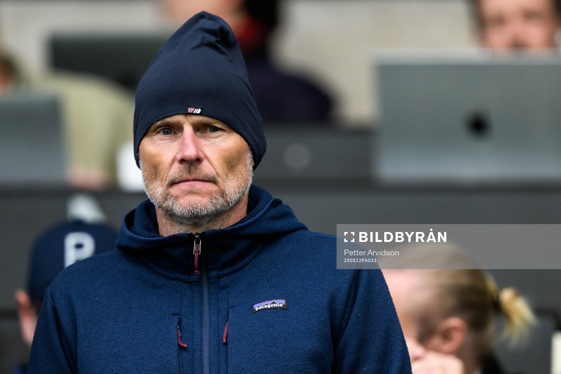 Norges förbundskapten Ståle Solbakken under fotbollsmatchen i Allsvenskan mellan Malmö FF och AIK den 22 maj 2025 i Malmö. 