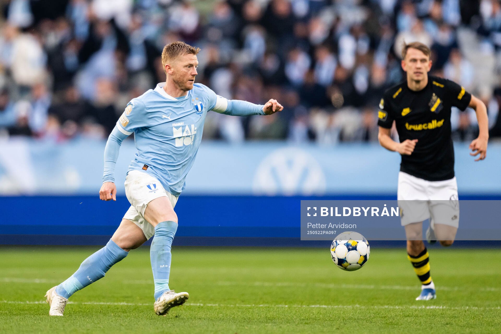 Malmö FFs Anders Christiansen under fotbollsmatchen i Allsvenskan mellan Malmö FF och AIK den 22 maj 2025 i Malmö. 