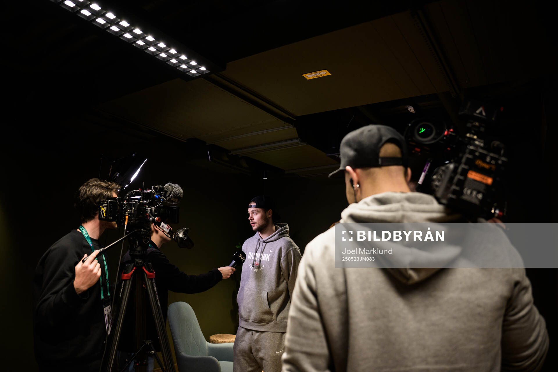 Goaltender Frederik Dichow of Denmark at a press event