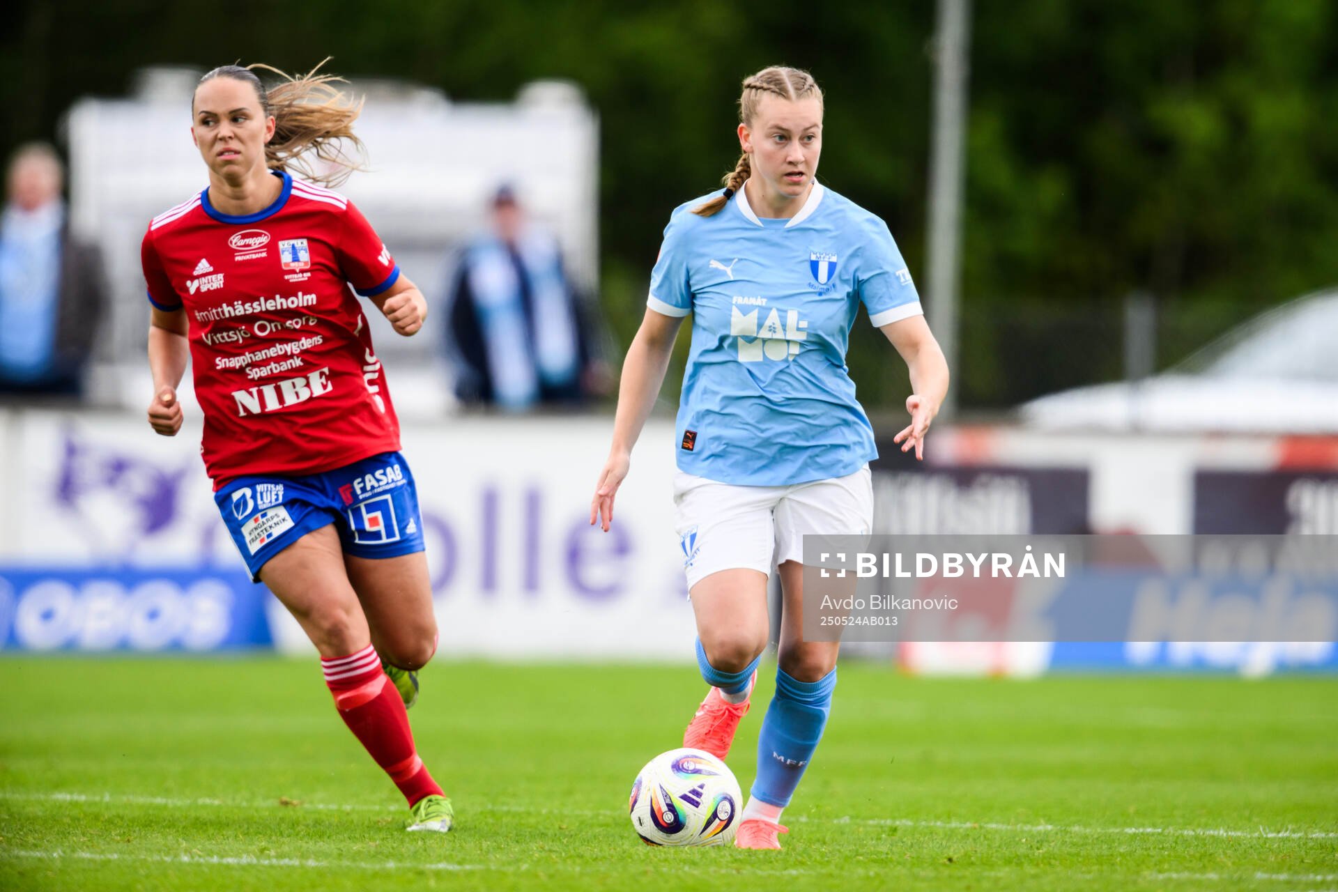 Malmö FFs Agnes Mårtensson under fotbollsmatchen i Damallsvenskan mellan Vittsjö och Malmö FF den 24 maj 2025 i Vittsjö. 