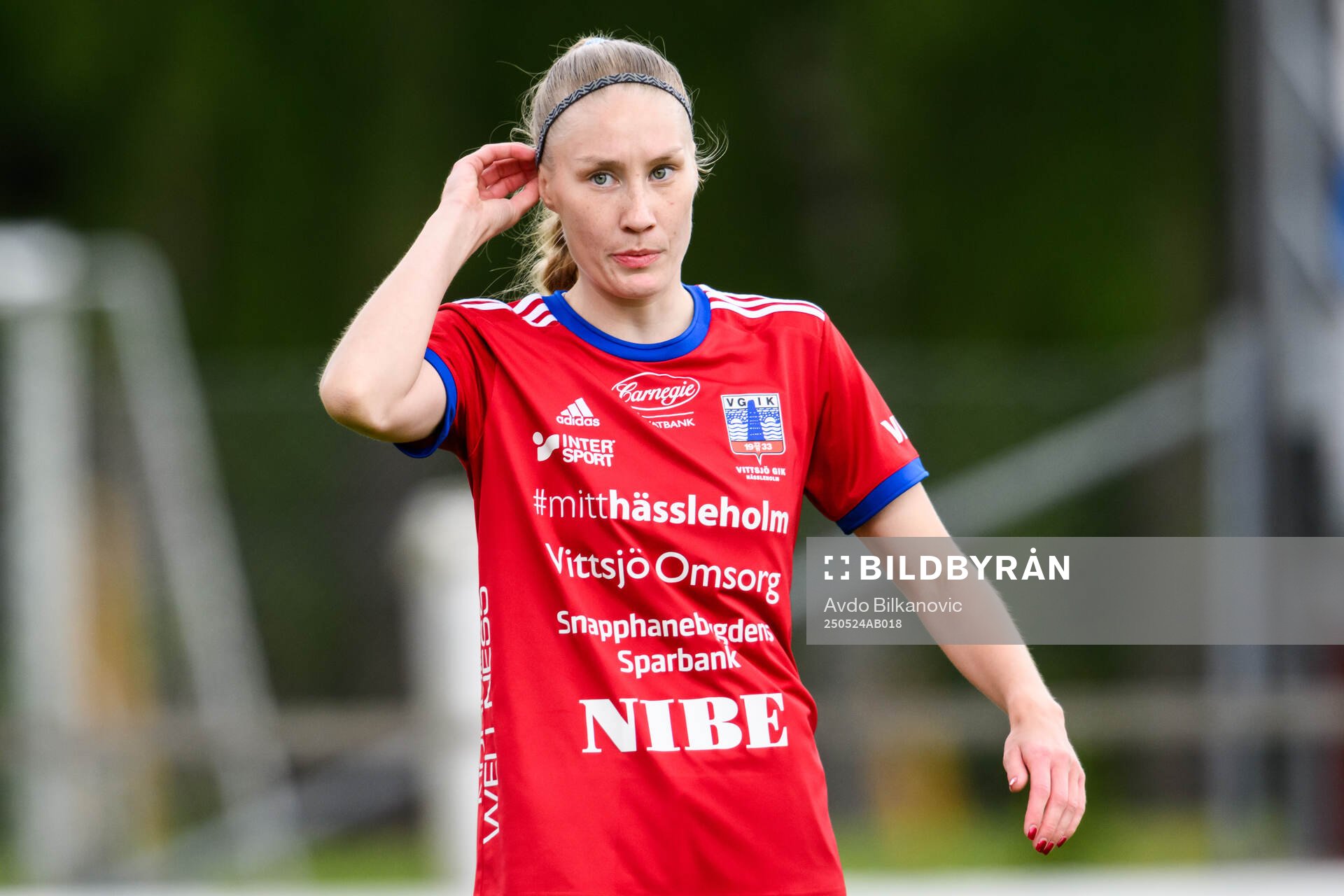 Vittsjös Sanni Ojanen under fotbollsmatchen i Damallsvenskan mellan Vittsjö och Malmö FF den 24 maj 2025 i Vittsjö. 