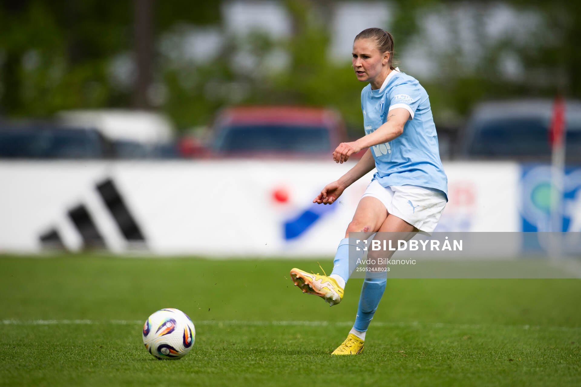 Malmö FFs Katariina Kosola under fotbollsmatchen i Damallsvenskan mellan Vittsjö och Malmö FF den 24 maj 2025 i Vittsjö. 