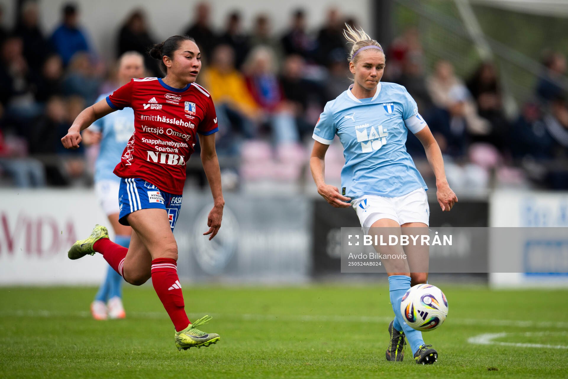 Malmö FFs Nellie Lilja under fotbollsmatchen i Damallsvenskan mellan Vittsjö och Malmö FF den 24 maj 2025 i Vittsjö. 