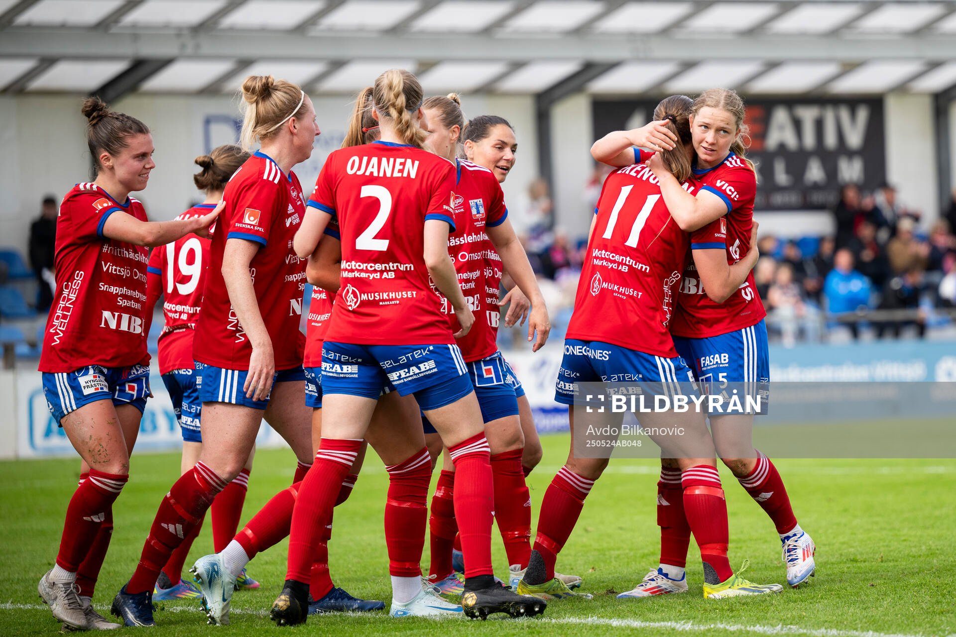 Vittsjös Anna Haddock jublar under fotbollsmatchen i Damallsvenskan mellan Vittsjö och Malmö FF den 24 maj 2025 i Vittsjö. 