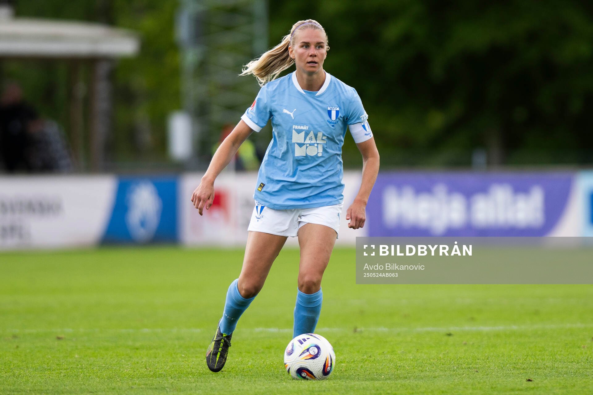 Malmö FFs Nellie Lilja under fotbollsmatchen i Damallsvenskan mellan Vittsjö och Malmö FF den 24 maj 2025 i Vittsjö. 
