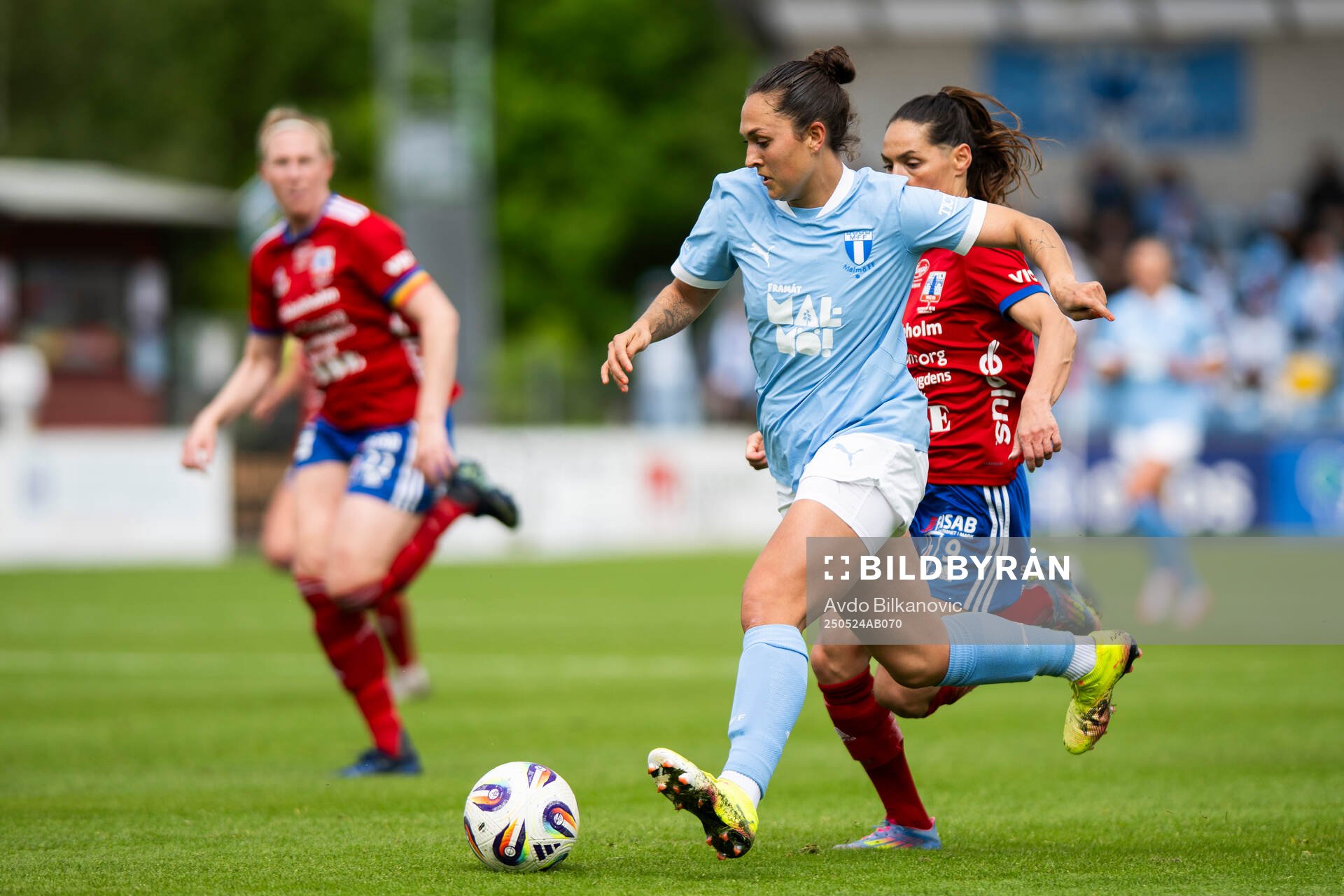 Malmö FFs Isabella D'Aquila under fotbollsmatchen i Damallsvenskan mellan Vittsjö och Malmö FF den 24 maj 2025 i Vittsjö. 