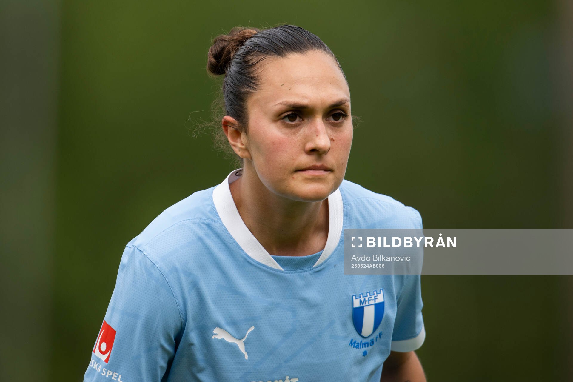 Malmö FFs Isabella D'Aquila under fotbollsmatchen i Damallsvenskan mellan Vittsjö och Malmö FF den 24 maj 2025 i Vittsjö. 