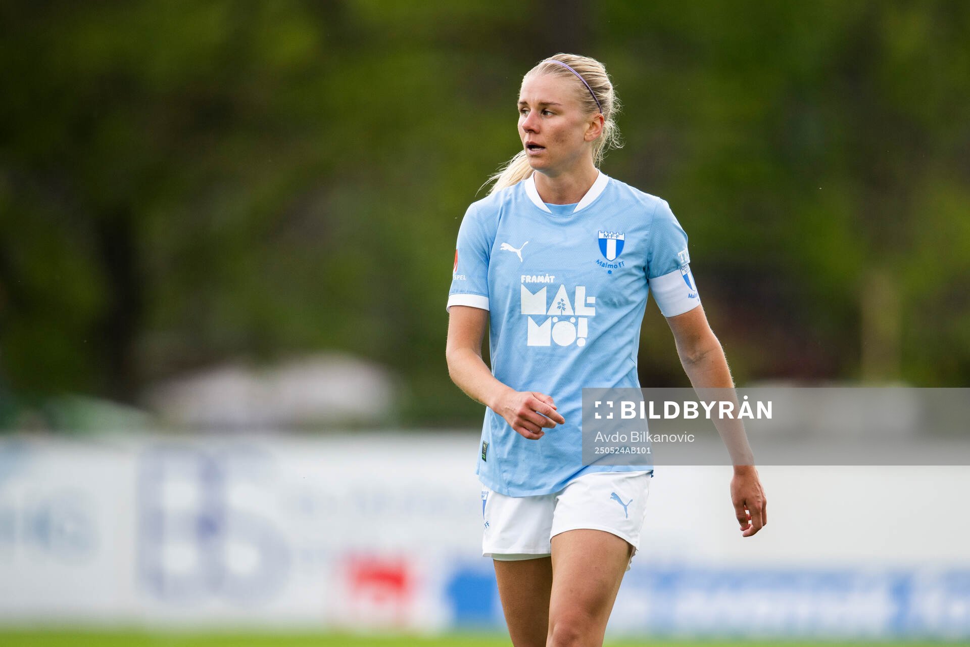 Malmö FFs Nellie Lilja under fotbollsmatchen i Damallsvenskan mellan Vittsjö och Malmö FF den 24 maj 2025 i Vittsjö. 