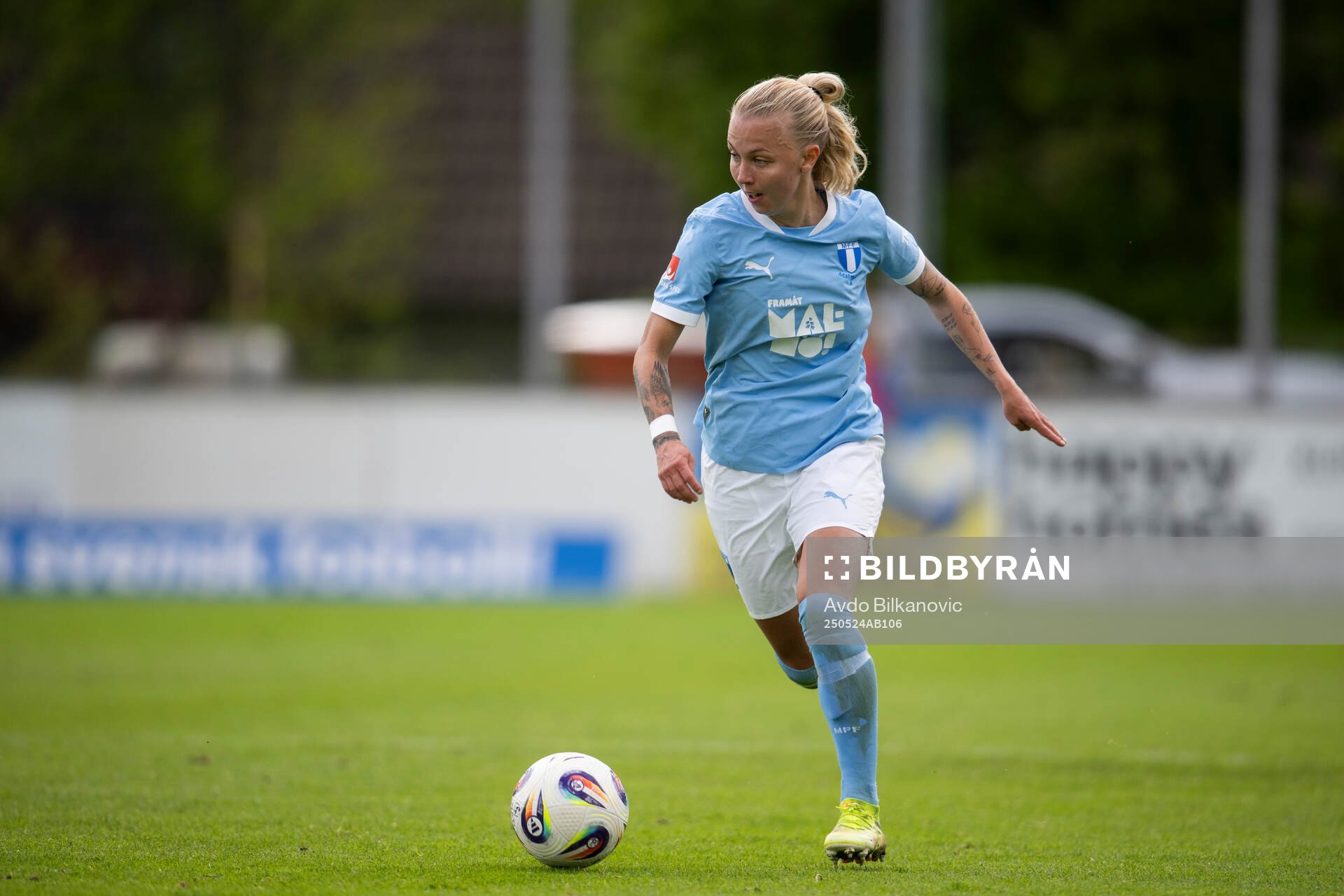 Malmö FFs Nathalie Hoff Persson under fotbollsmatchen i Damallsvenskan mellan Vittsjö och Malmö FF den 24 maj 2025 i Vittsjö. 