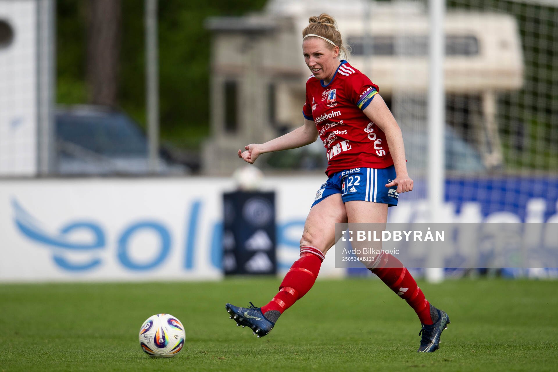 Vittsjös Sandra Lynn under fotbollsmatchen i Damallsvenskan mellan Vittsjö och Malmö FF den 24 maj 2025 i Vittsjö. 