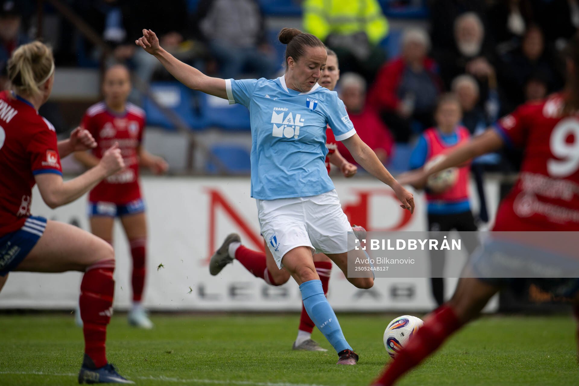 Malmö FFs Anna Plantin under fotbollsmatchen i Damallsvenskan mellan Vittsjö och Malmö FF den 24 maj 2025 i Vittsjö. 