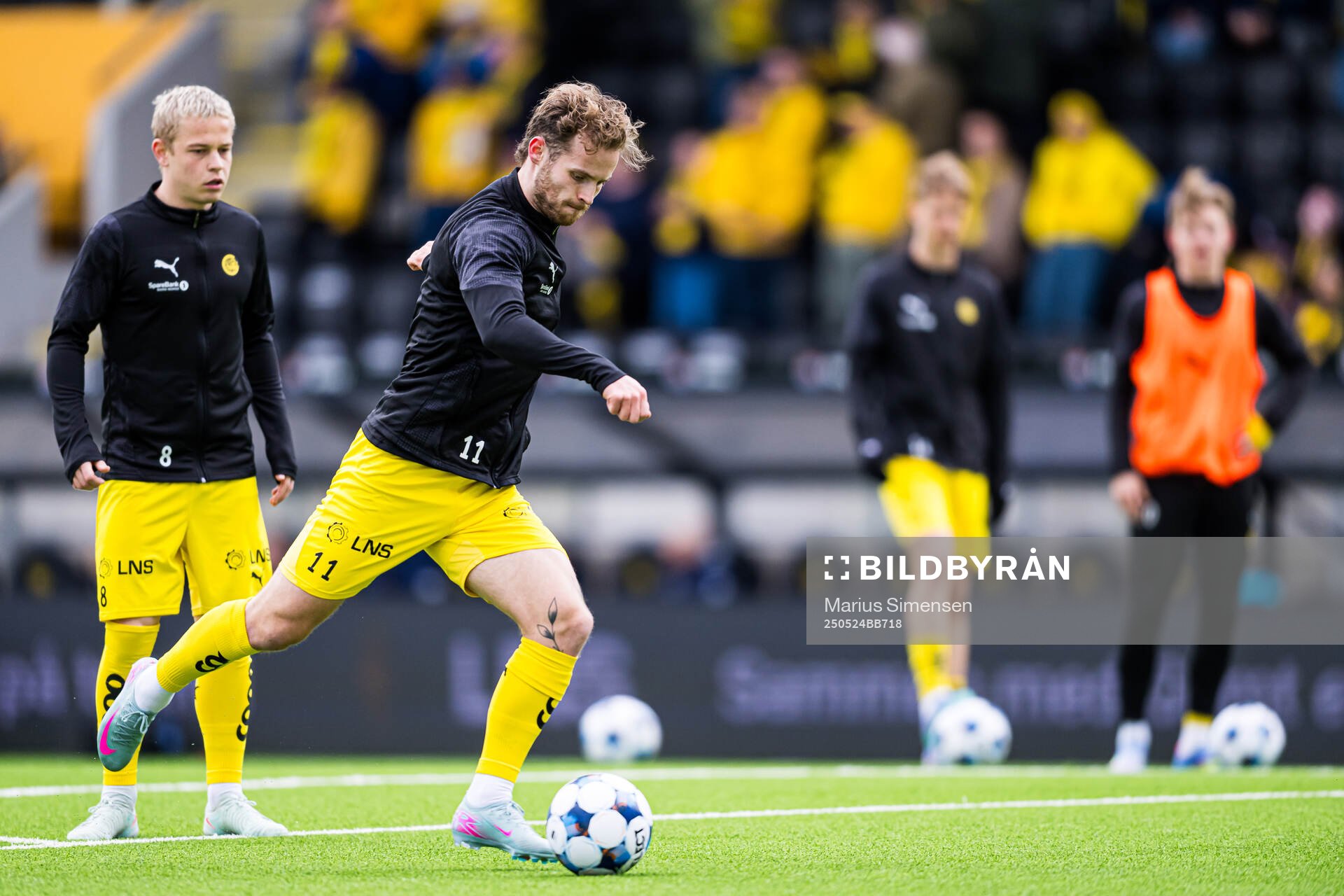 Ole Didrik Blomberg of Bodø/Glimt warms up ahead of the Eliteserien match between Bodø/Glimt and Rosenborg on May 24, 2025 in Bodø.