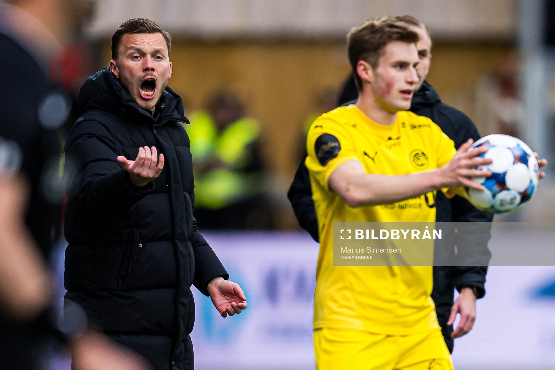 Alfred Johansson, head coach of Rosenborg, during the Eliteserien match between Bodø/Glimt and Rosenborg on May 24, 2025 in Bodø.