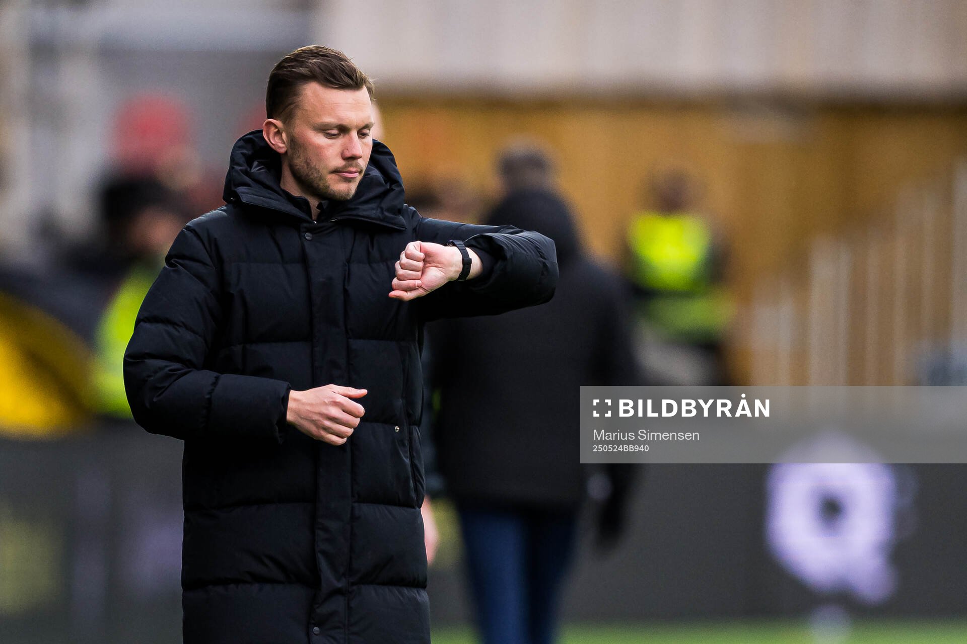 Alfred Johansson, head coach of Rosenborg, during the Eliteserien match between Bodø/Glimt and Rosenborg on May 24, 2025 in Bodø.