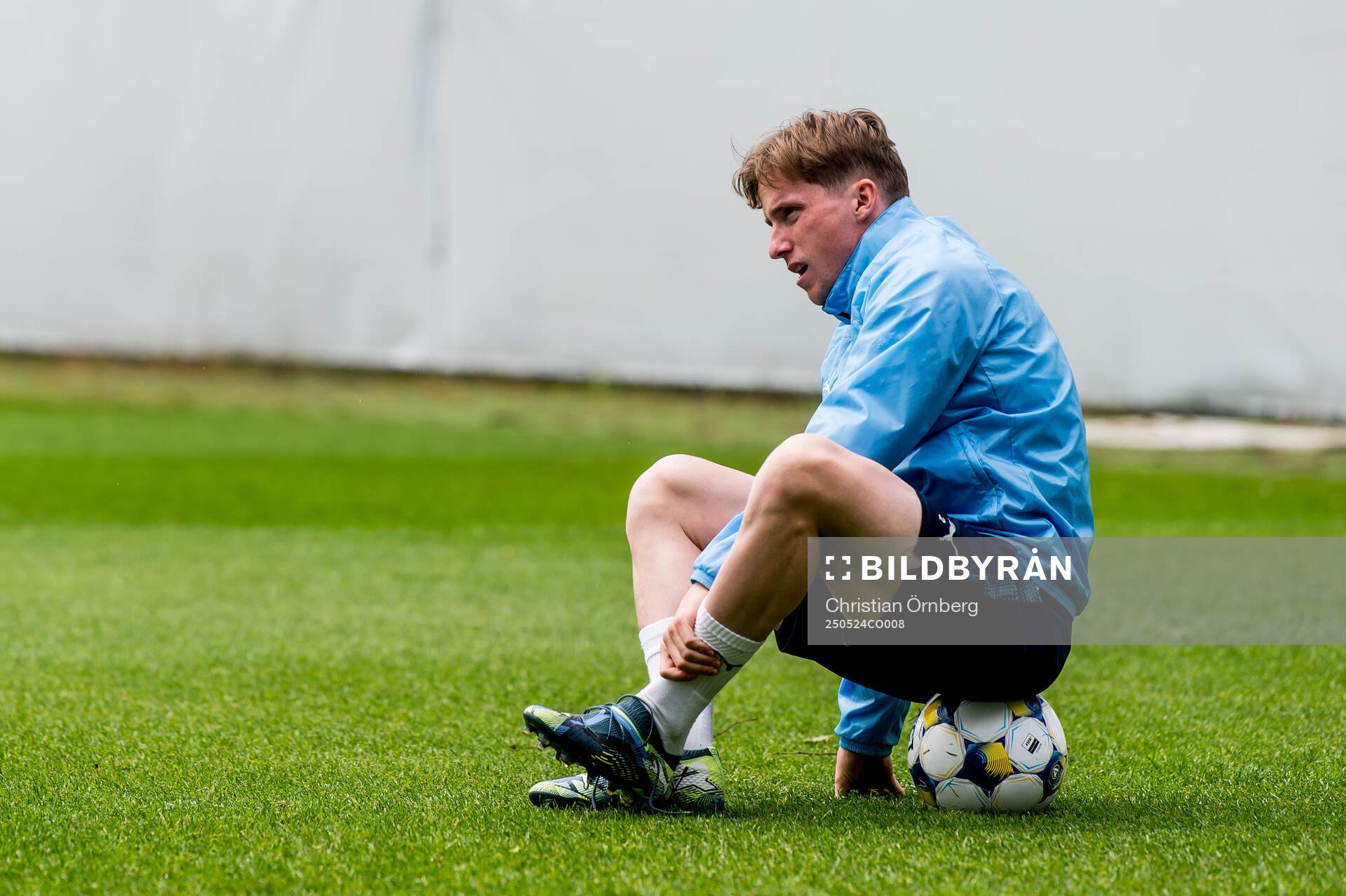 Johan Karlsson under en träning med Malmö FF den 24 maj 2025 i Malmö. 