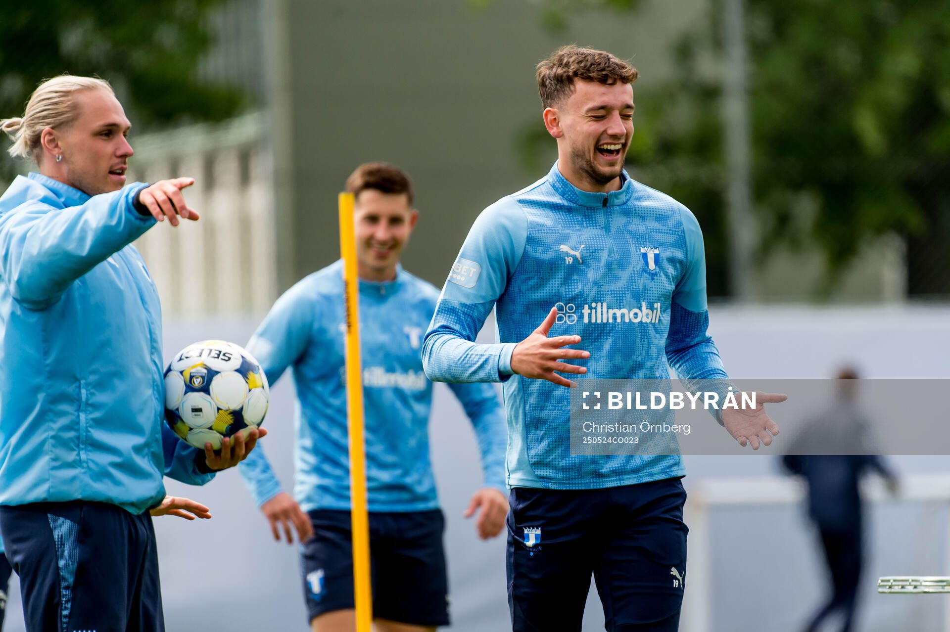 Daniel Gudjohnsen och under en träning med Malmö FF den 24 maj 2025 i Malmö. 