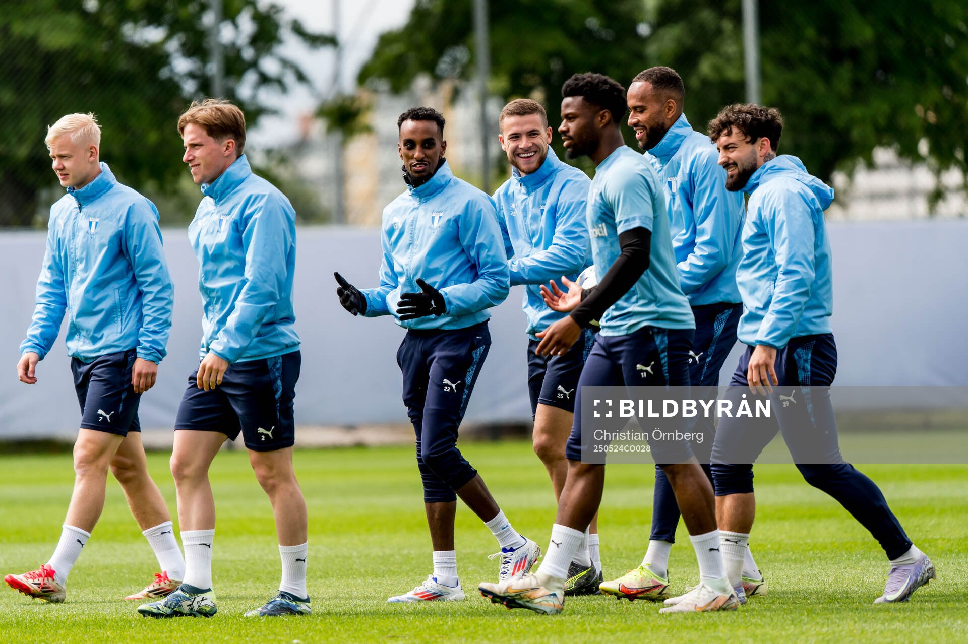 Spelarna under en träning med Malmö FF den 24 maj 2025 i Malmö. 