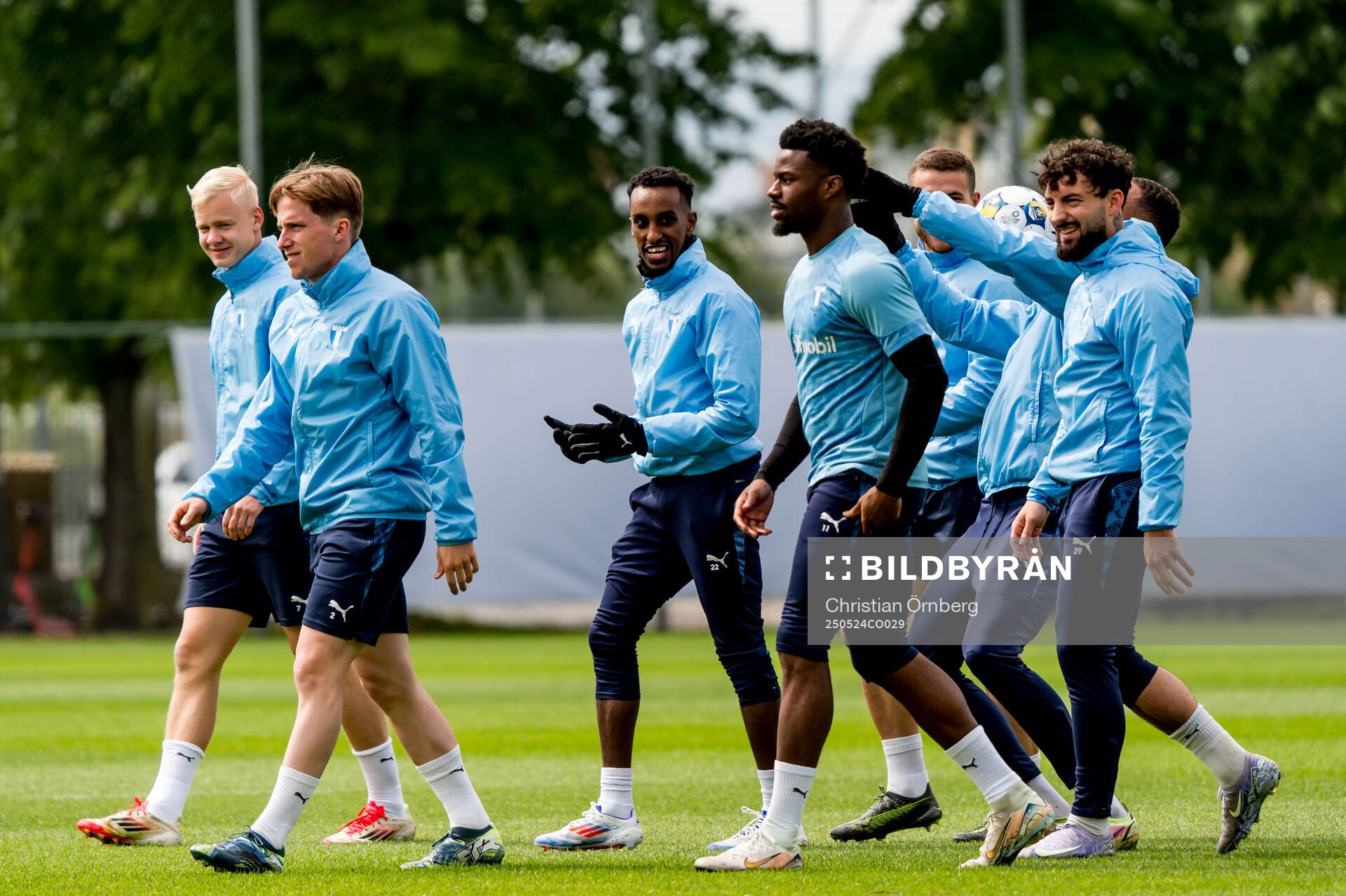 Spelarna under en träning med Malmö FF den 24 maj 2025 i Malmö. 