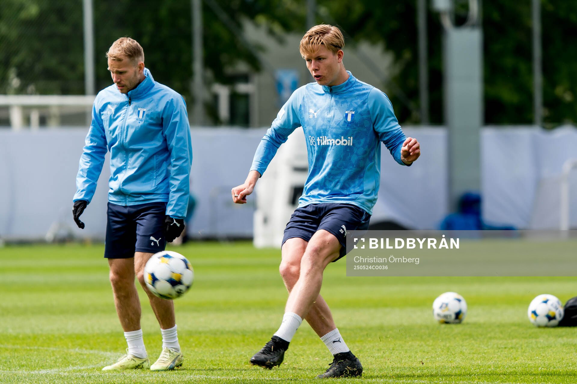Nils Zätterström under en träning med Malmö FF den 24 maj 2025 i Malmö. 