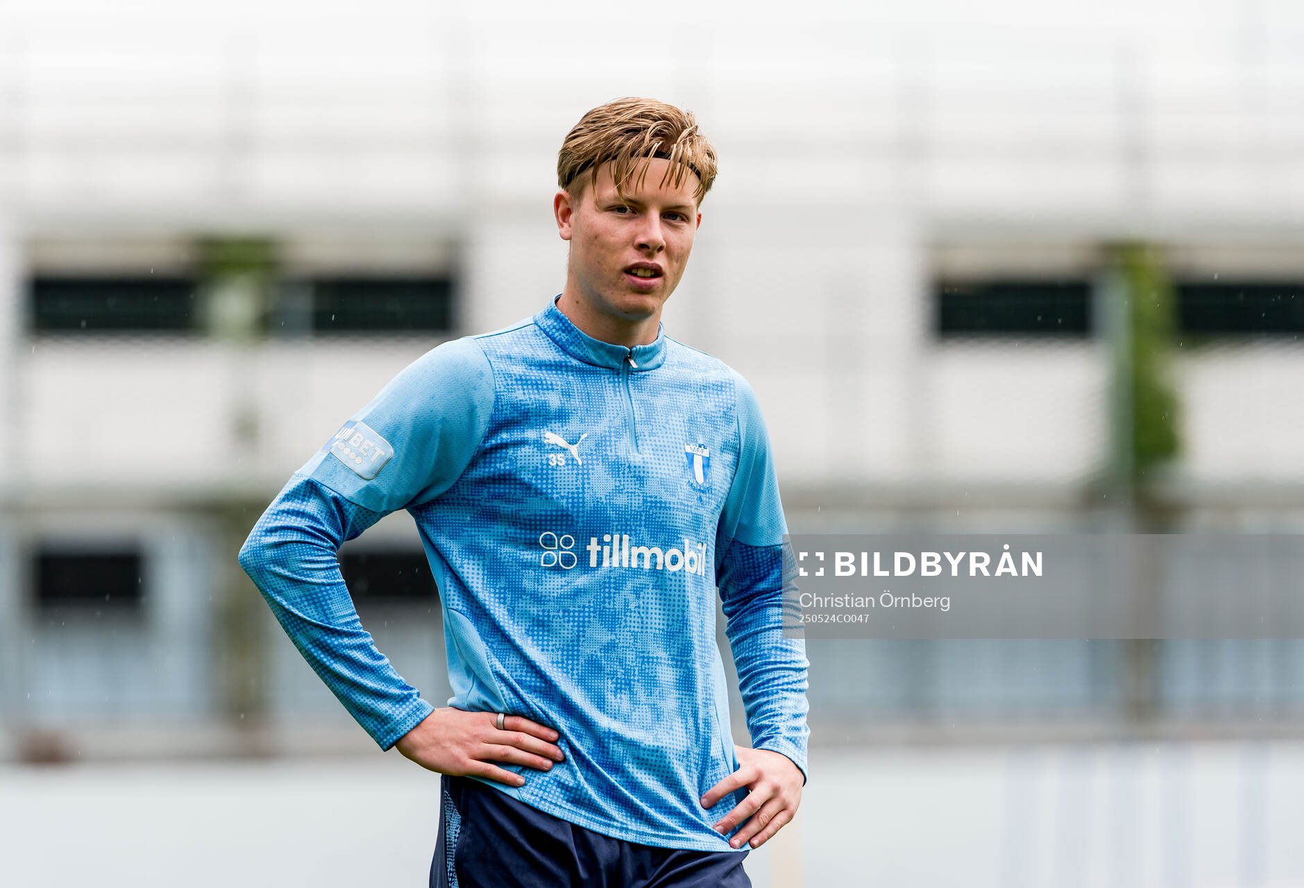 Nils Zätterström under en träning med Malmö FF den 24 maj 2025 i Malmö. 