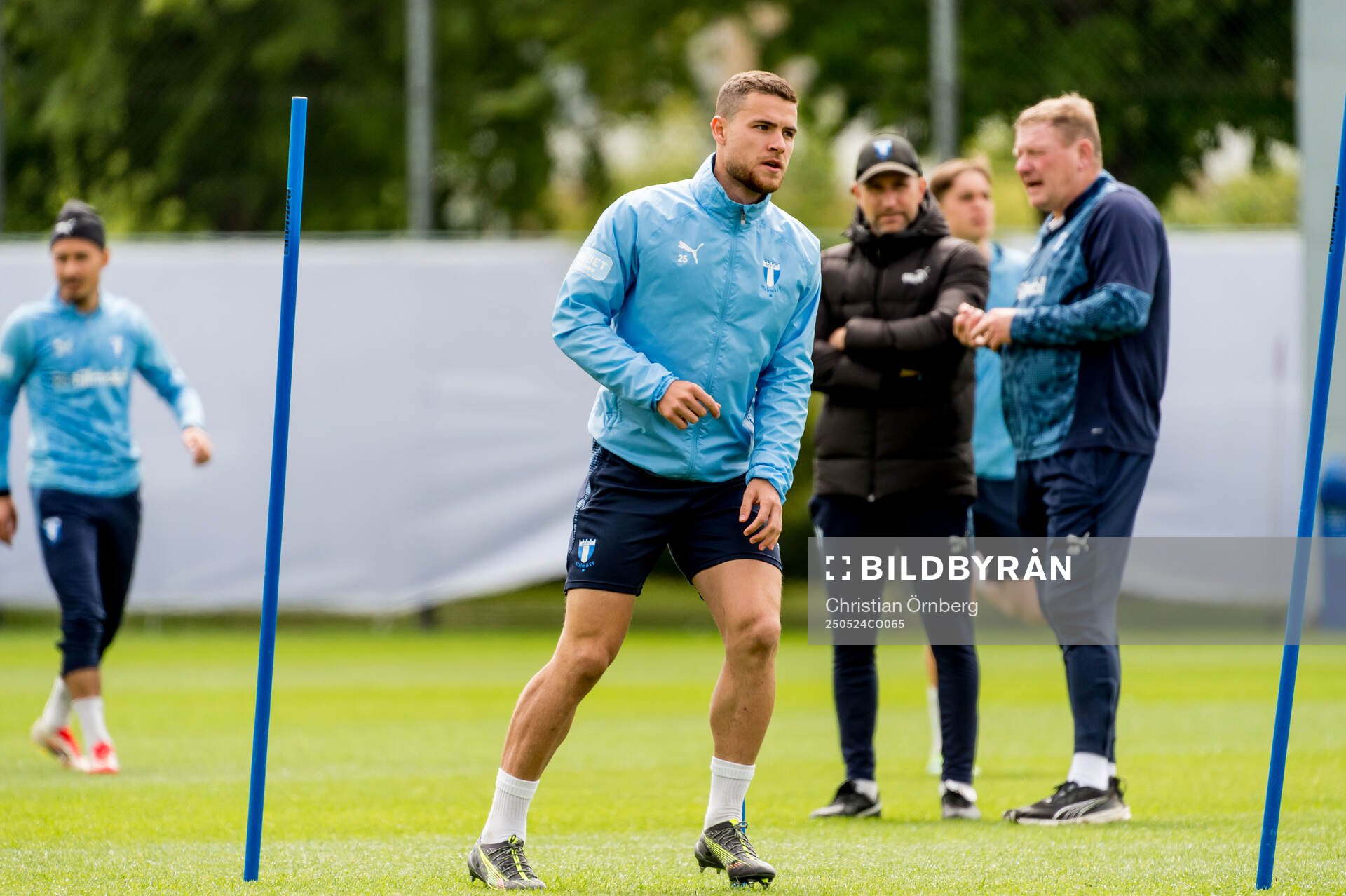 Gabriel Busanello under en träning med Malmö FF den 24 maj 2025 i Malmö. 