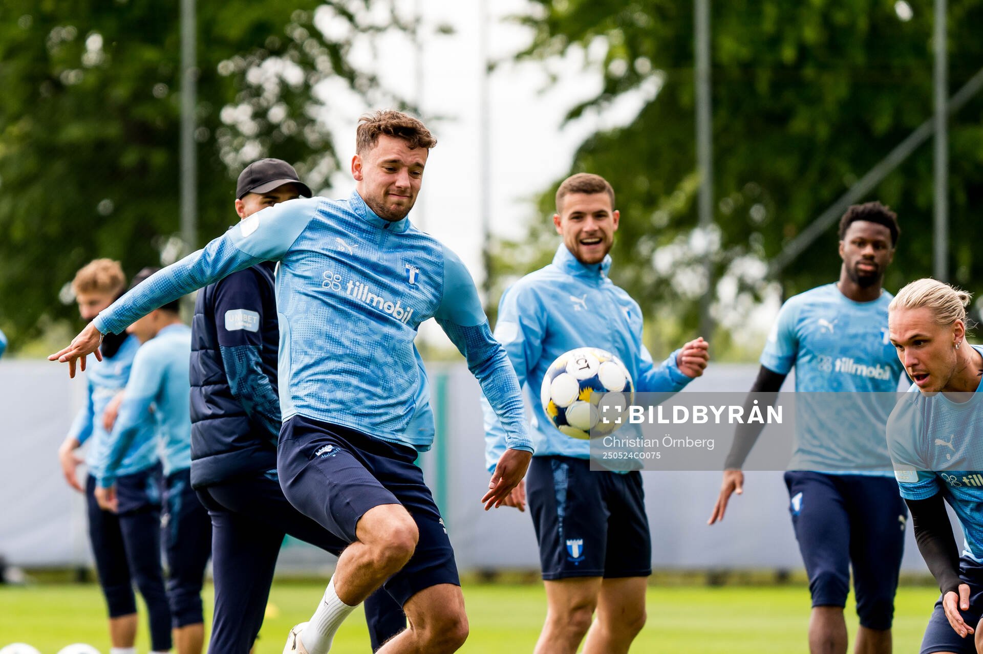 Colin Rösler under en träning med Malmö FF den 24 maj 2025 i Malmö. 