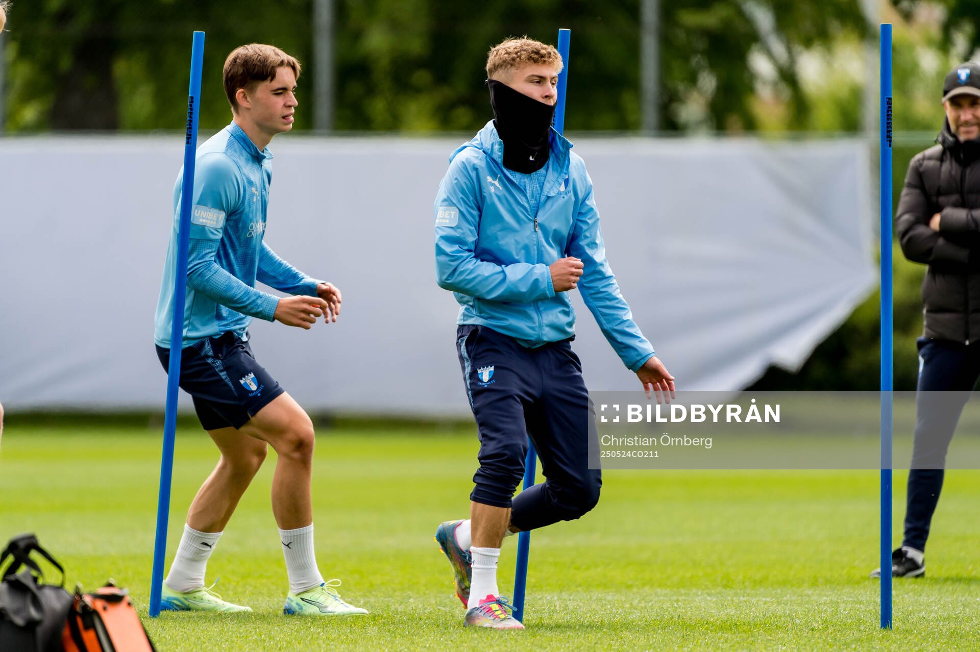 Hugo Bolin under en träning med Malmö FF den 24 maj 2025 i Malmö. 